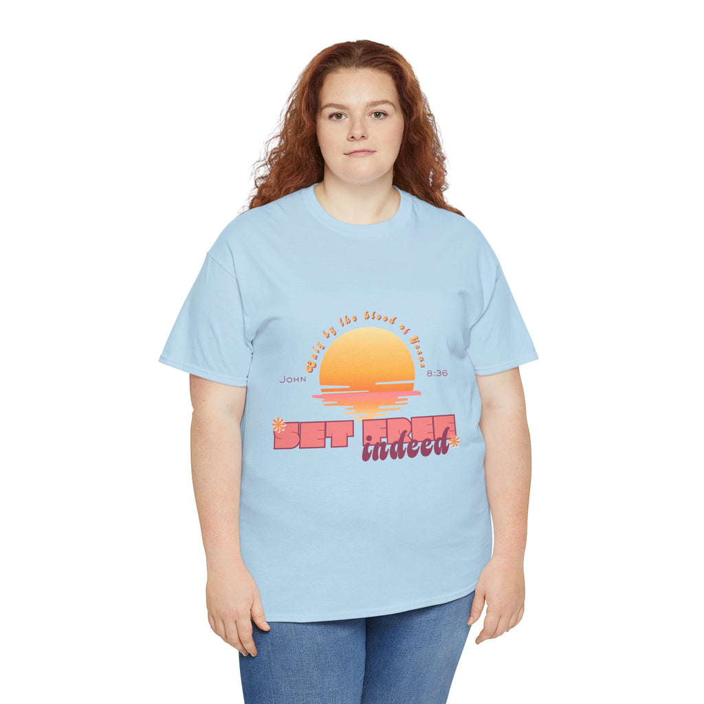 Women's 'Set free indeed' John 8:36- Heavy Cotton Tee