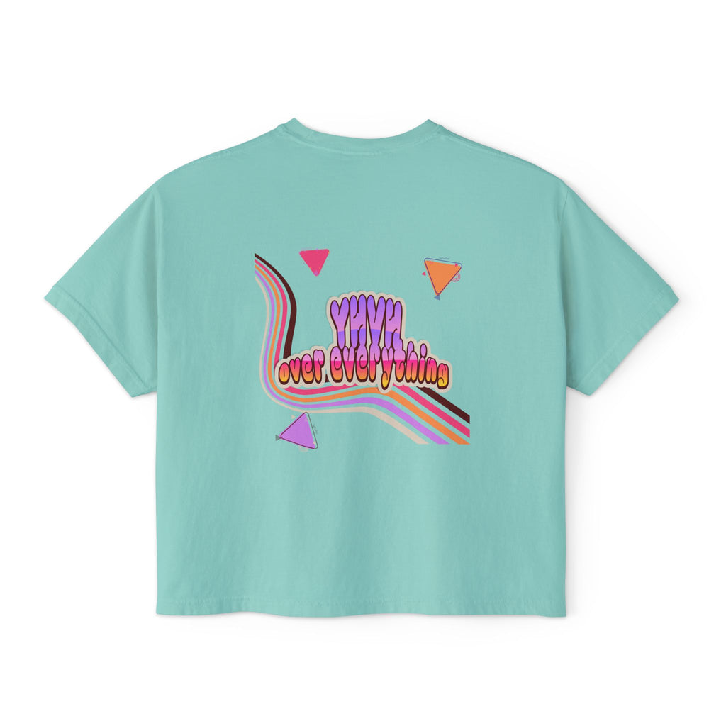 Retro 'YHVH over everything' Boxy Tee — Women's 90s Vibe Graphic T-Shirt
