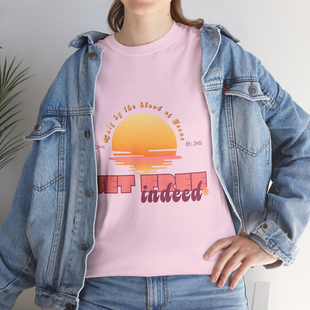 Women's 'Set free indeed' John 8:36- Heavy Cotton Tee