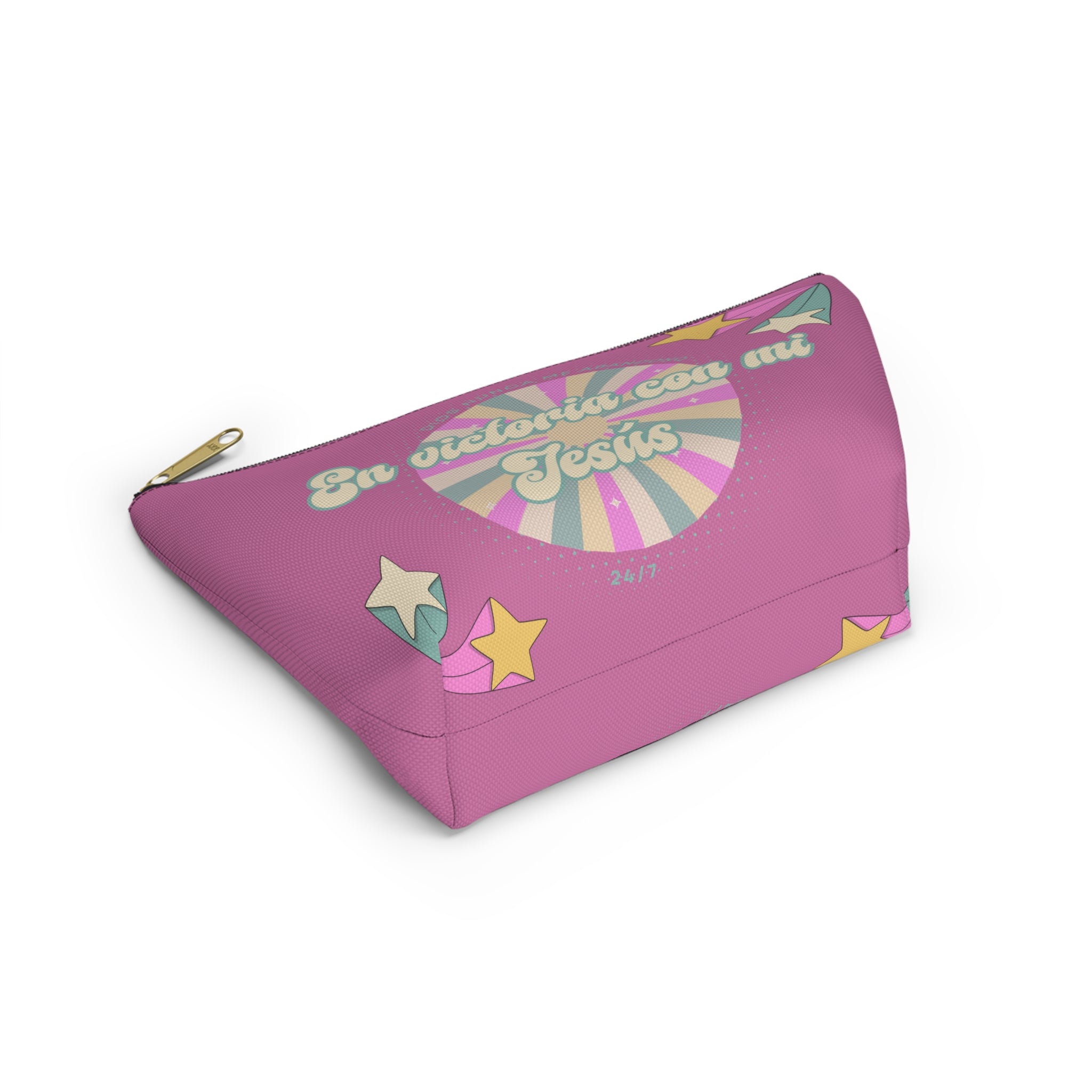 En victoria con mi Jesús Accessory Pouch — Pink Faith Bag