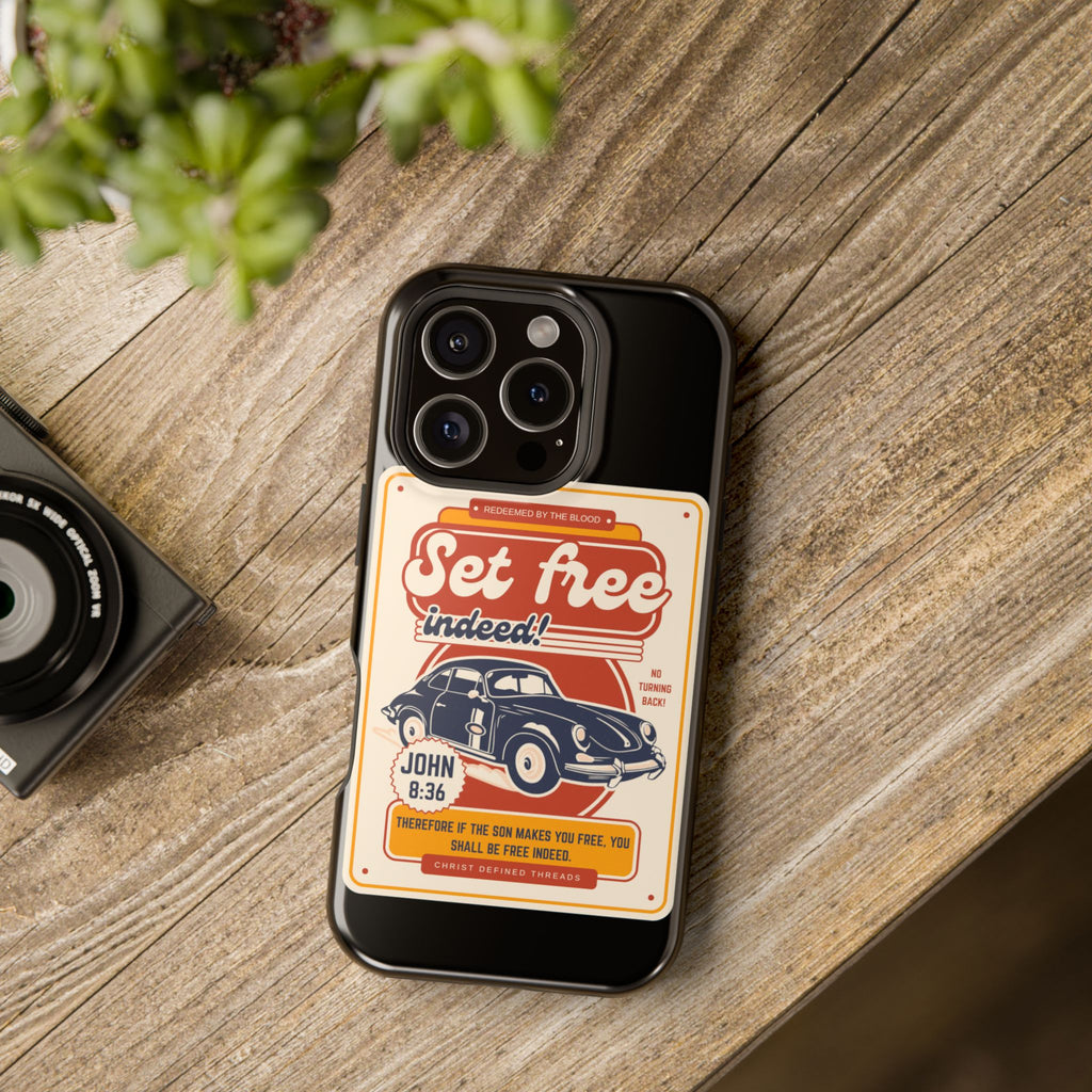 Men's 'Set free indeed' Vintage Graphic Phone Case — Magnetic Impact-Resistant