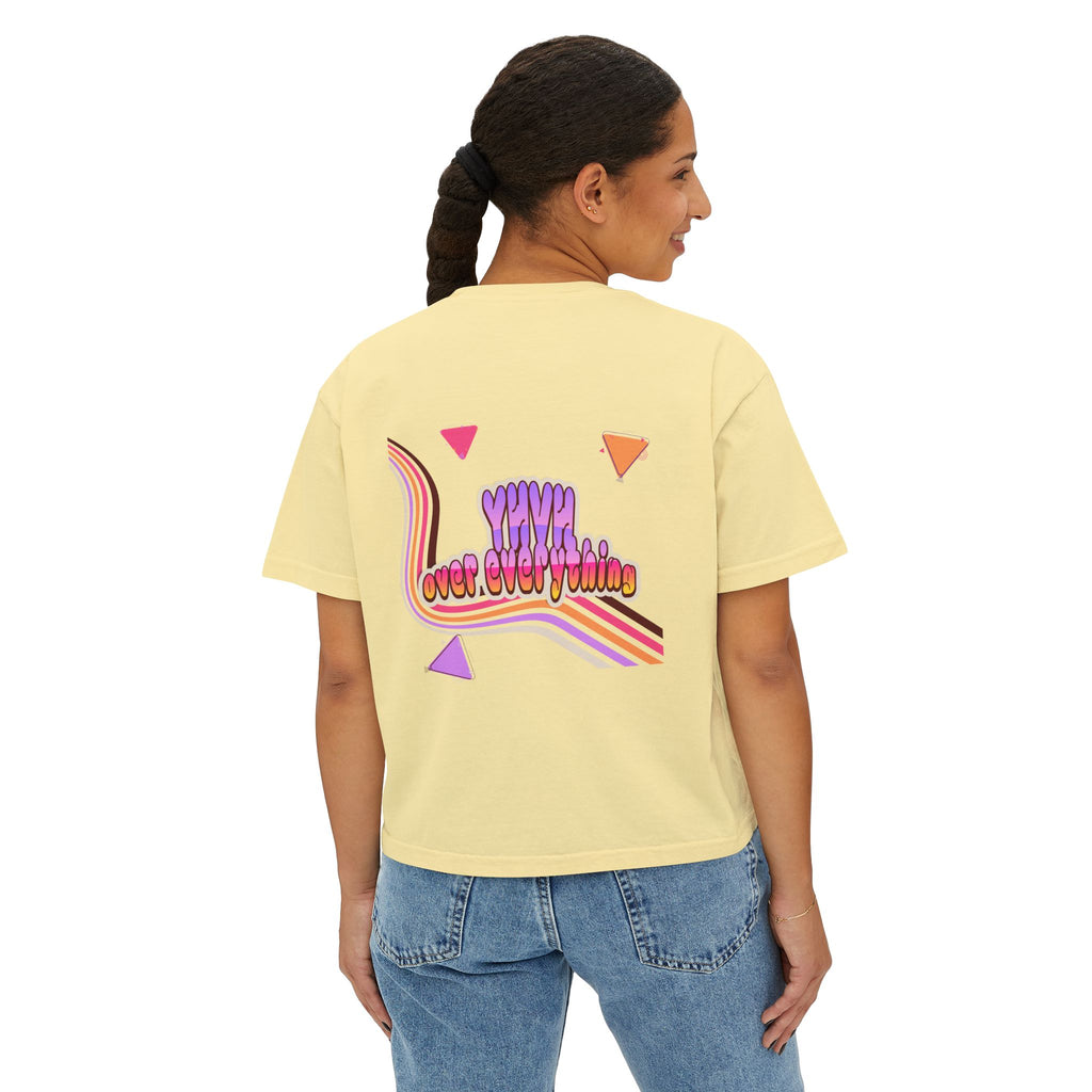 Retro 'YHVH over everything' Boxy Tee — Women's 90s Vibe Graphic T-Shirt