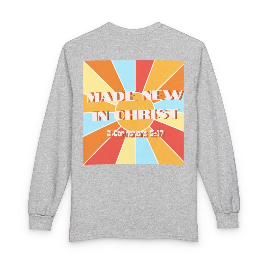 Men's Long Sleeve  — "Hello New Me" Christian Made New in Christ Inspirational Shirt