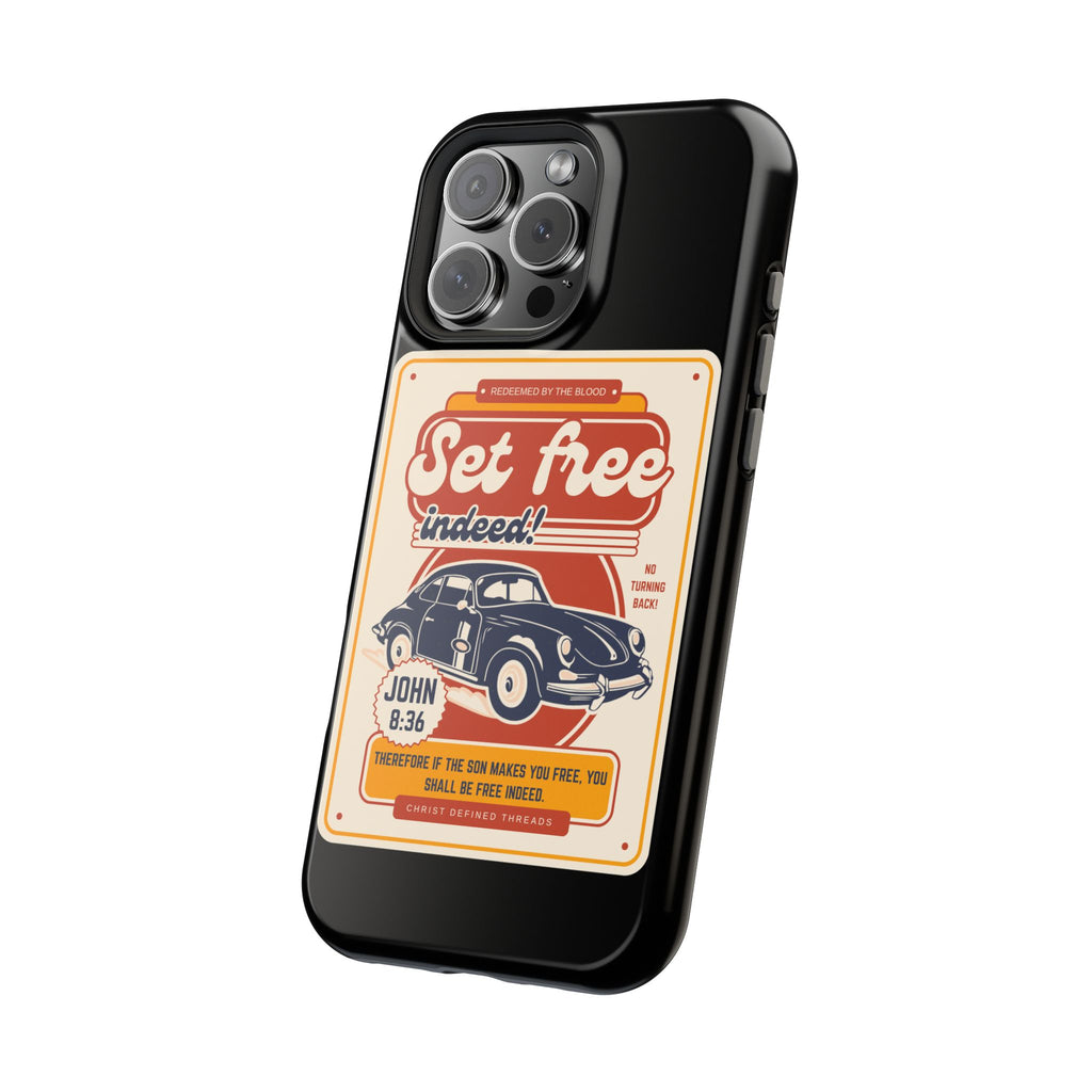 Men's 'Set free indeed' Vintage Graphic Phone Case — Magnetic Impact-Resistant
