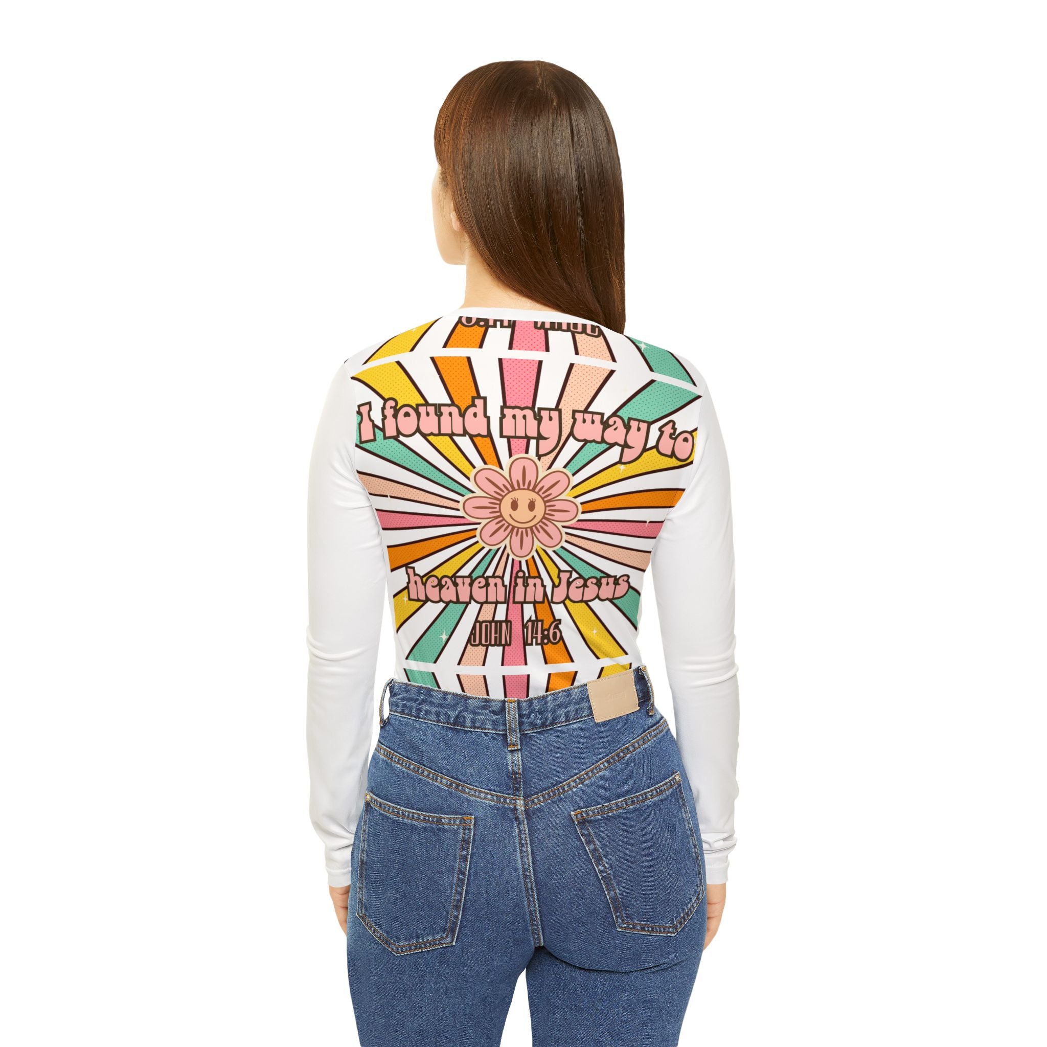 Women's John 14:6 Long Sleeve — Retro Floral 'I Found My Way to Heaven in Jesus' Shirt