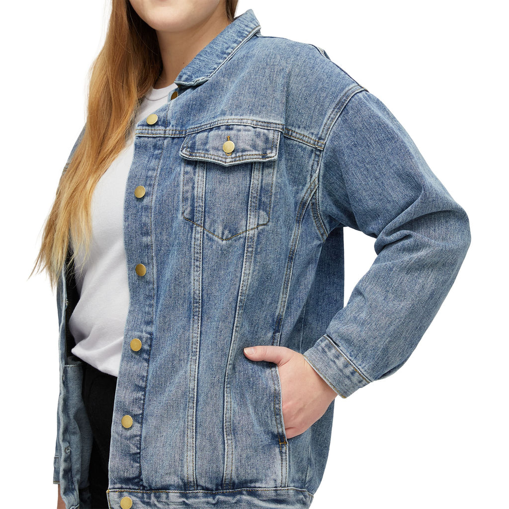 Women's Denim Jacket — Retro 'I found peace in Jesus'Graphic
