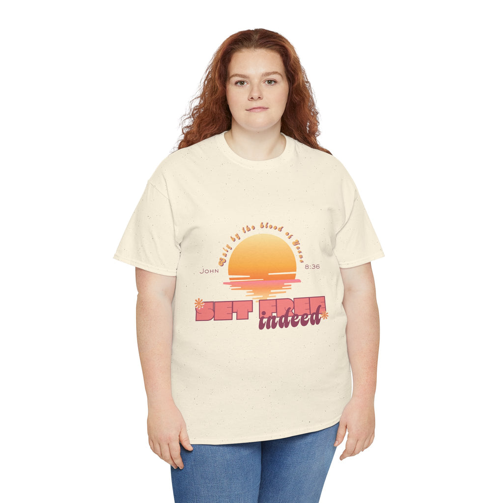 Women's 'Set free indeed' John 8:36- Heavy Cotton Tee