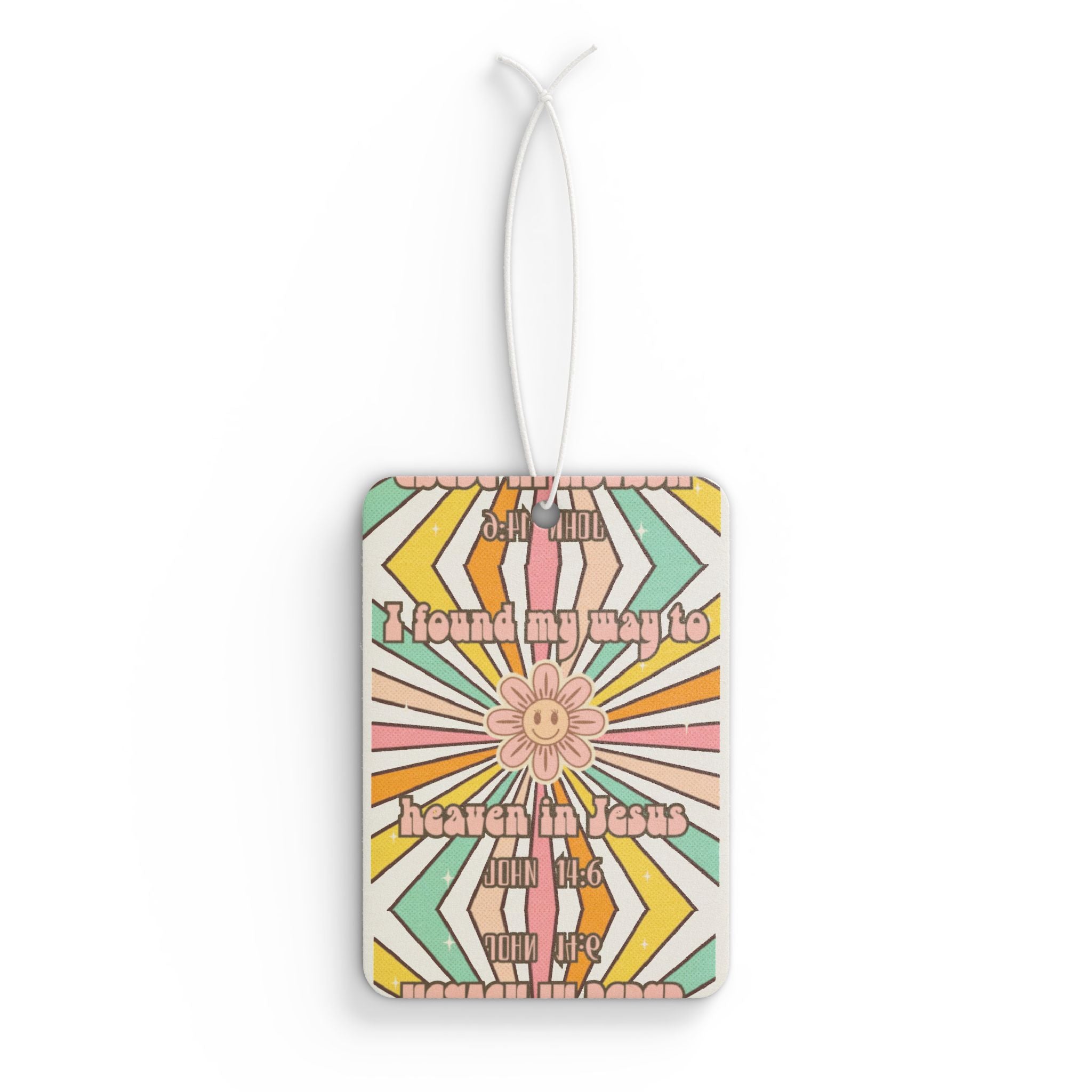 Retro Sunflower Car Air Freshener — "John 14:6"