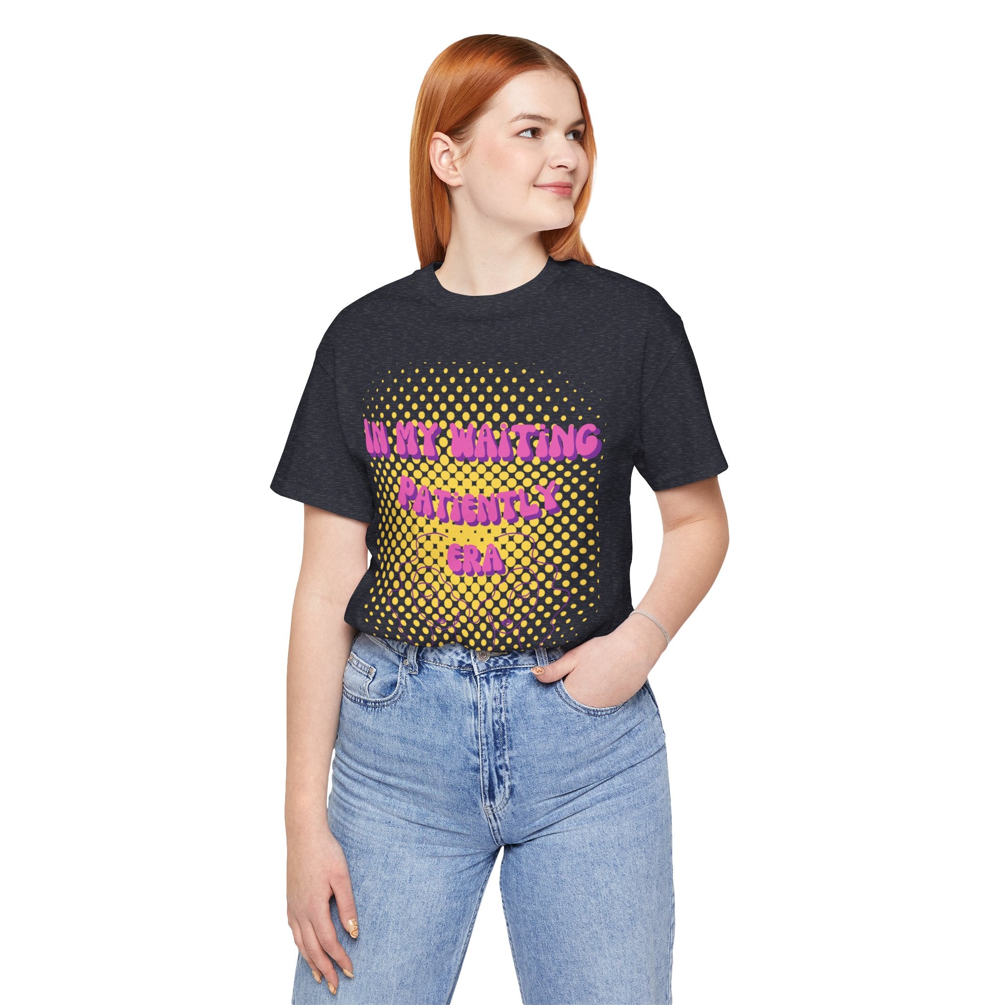 Women's 'In my Waiting Patiently Era' Tee - Yellow Graphic Jersey Short Sleeve