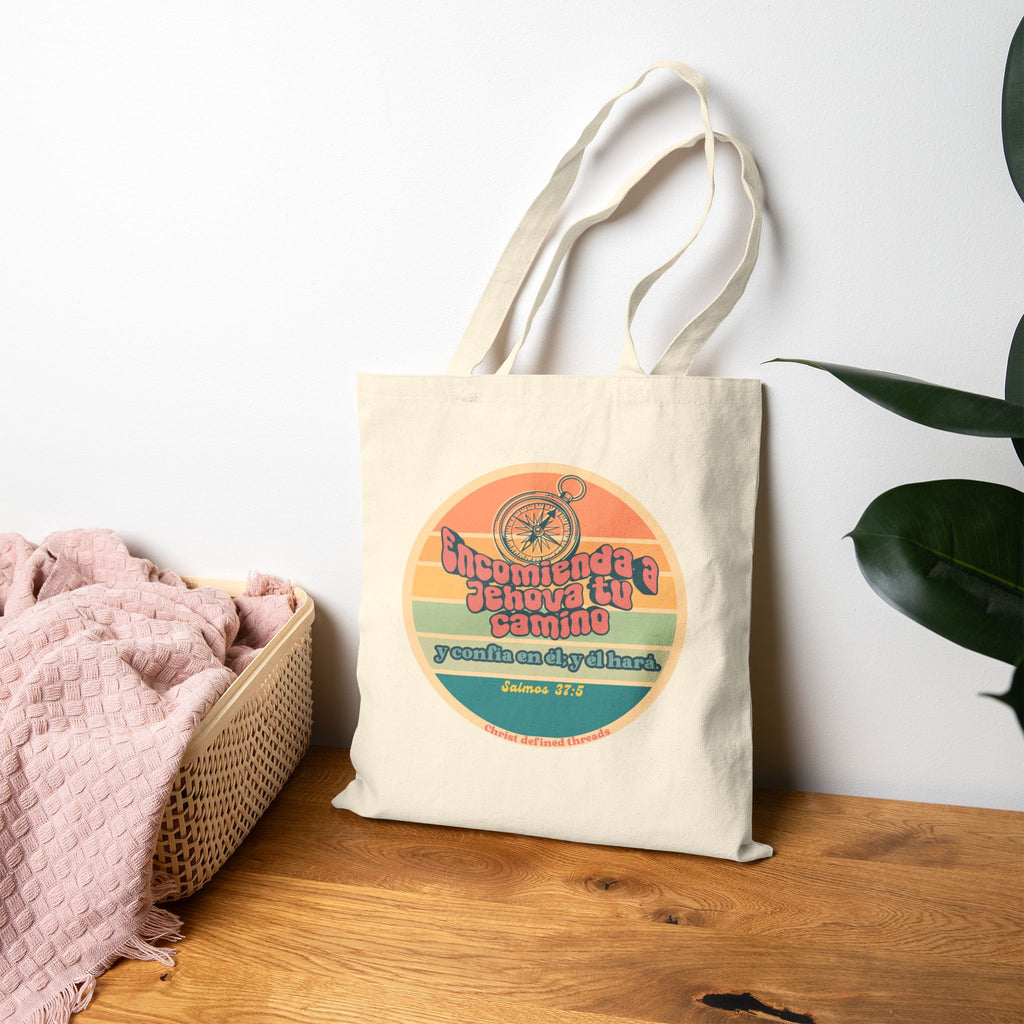 "Encomienda a Jehová tu camino" Bolsa —  Salmos Canvas Tote