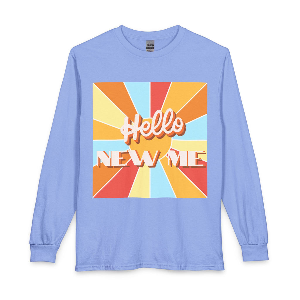 Men's Long Sleeve  — "Hello New Me" Christian Made New in Christ Inspirational Shirt