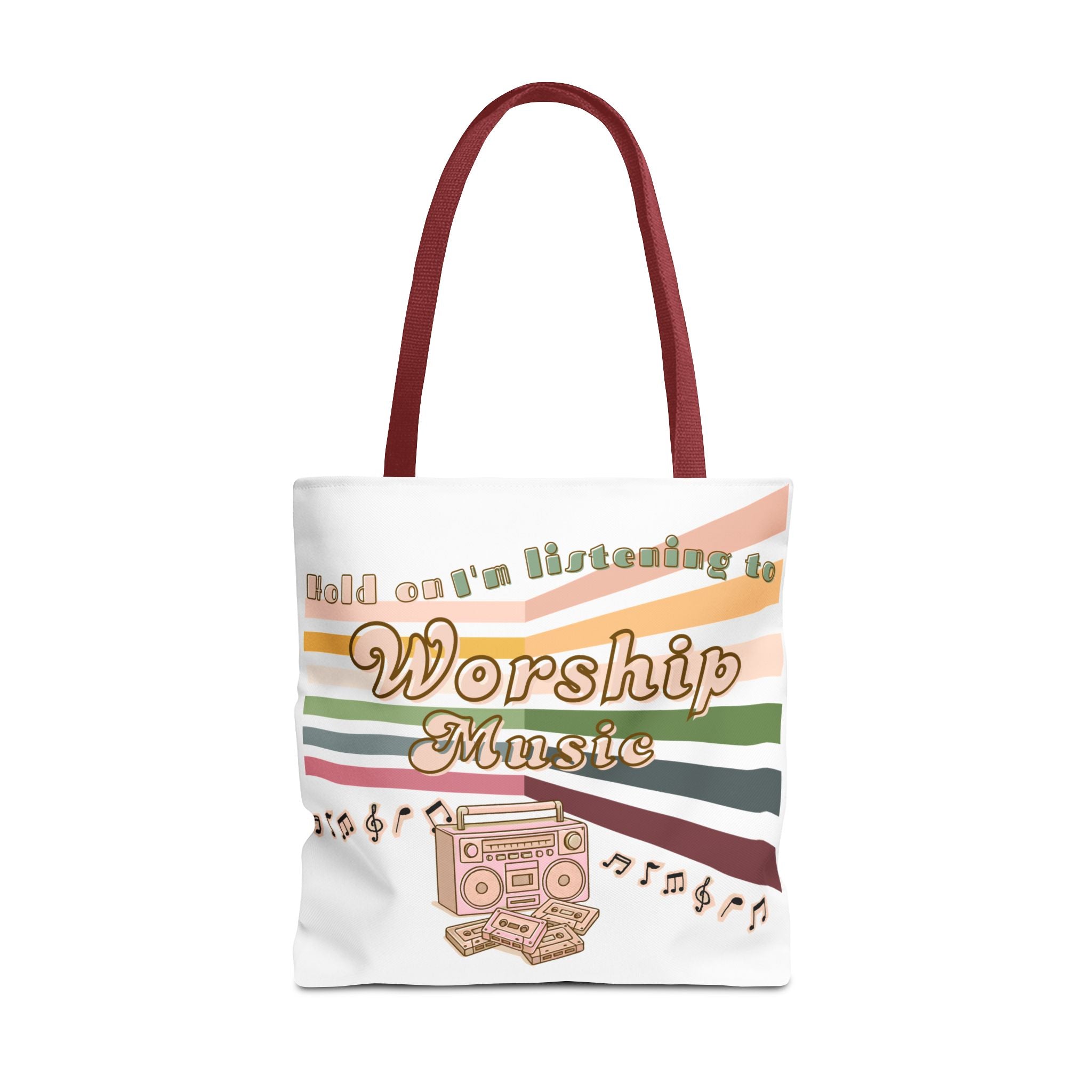 Worship Music Tote Bag – Faith-Inspired Retro Boombox Design