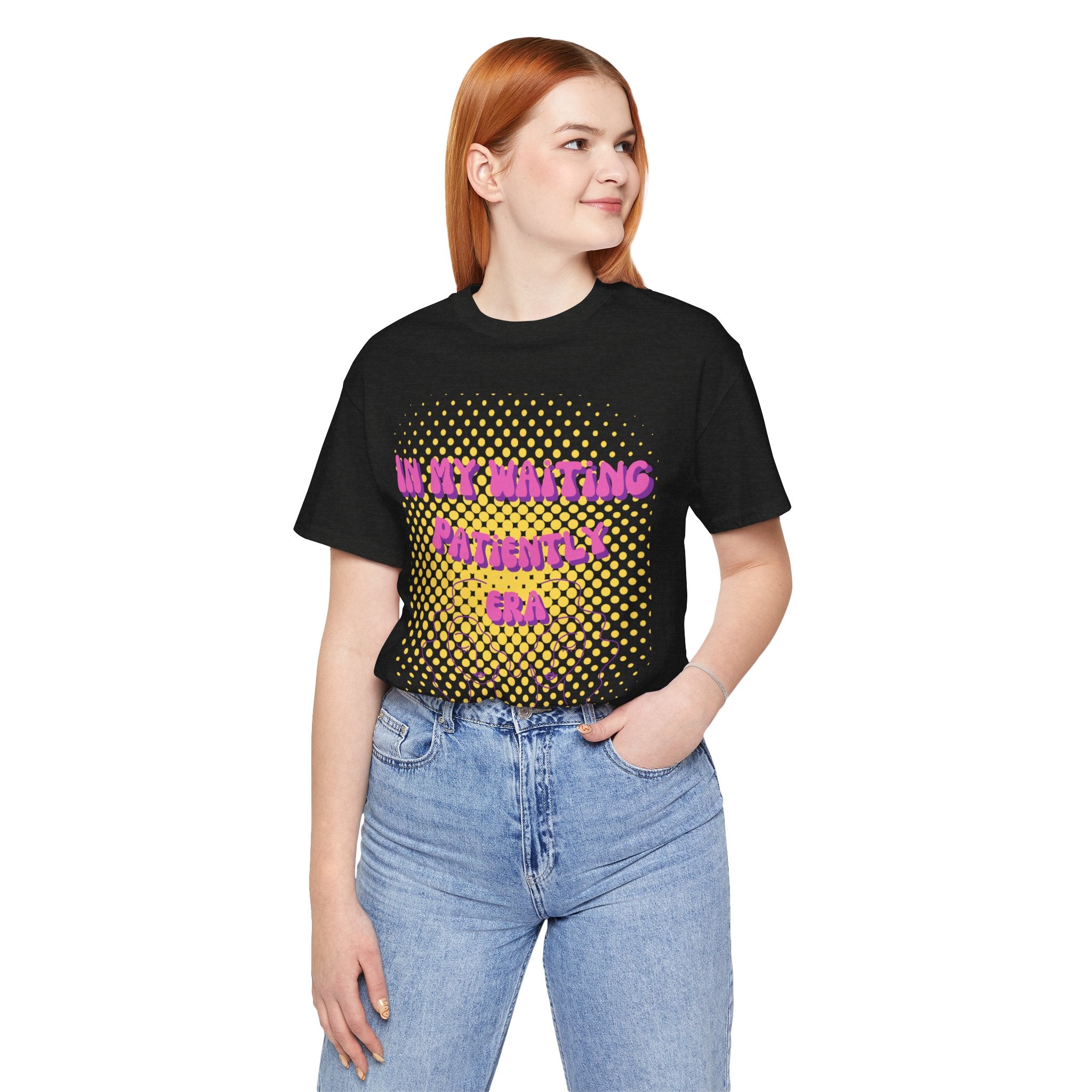 Women's 'In my Waiting Patiently Era' Tee - Yellow Graphic Jersey Short Sleeve