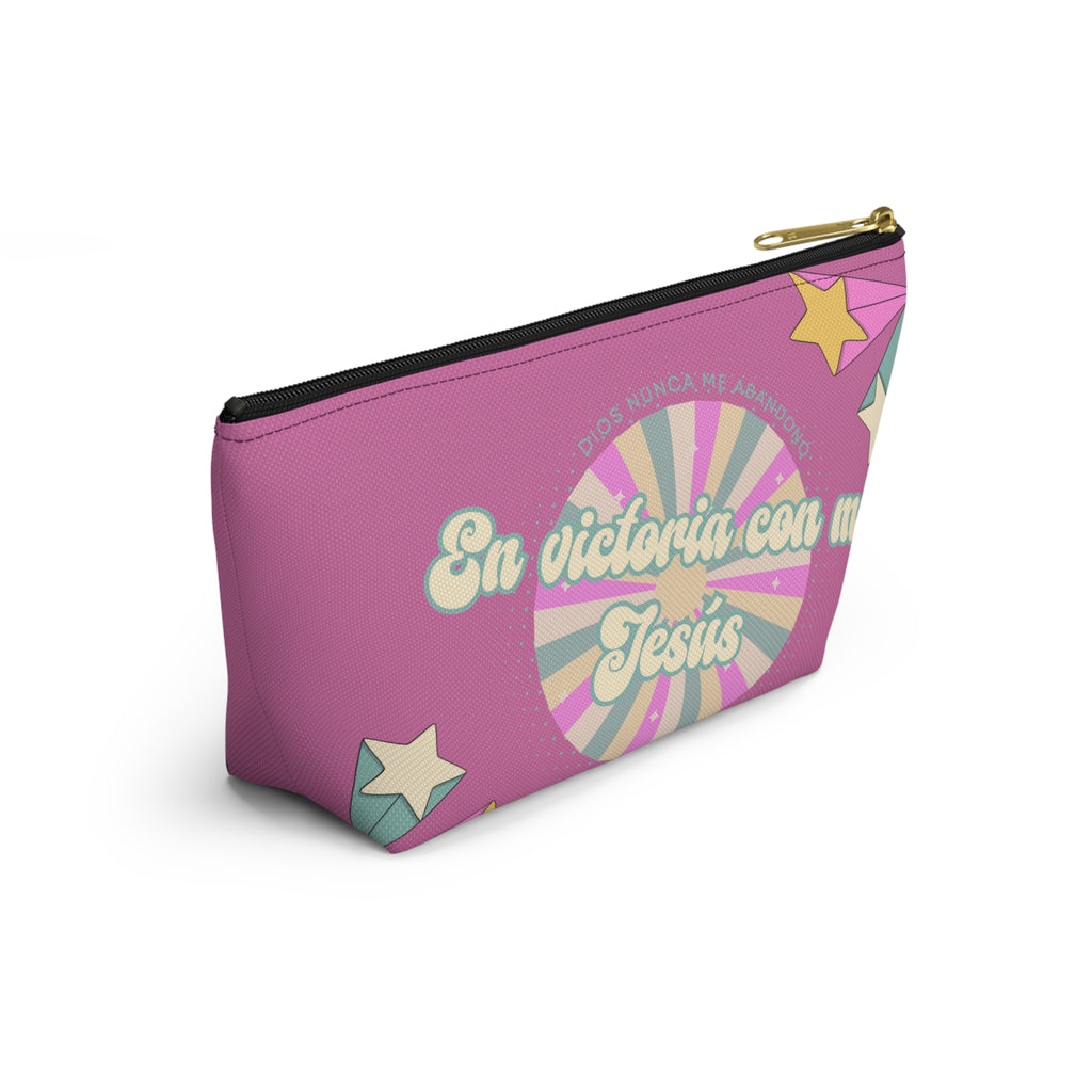 En victoria con mi Jesús Accessory Pouch — Pink Faith Bag