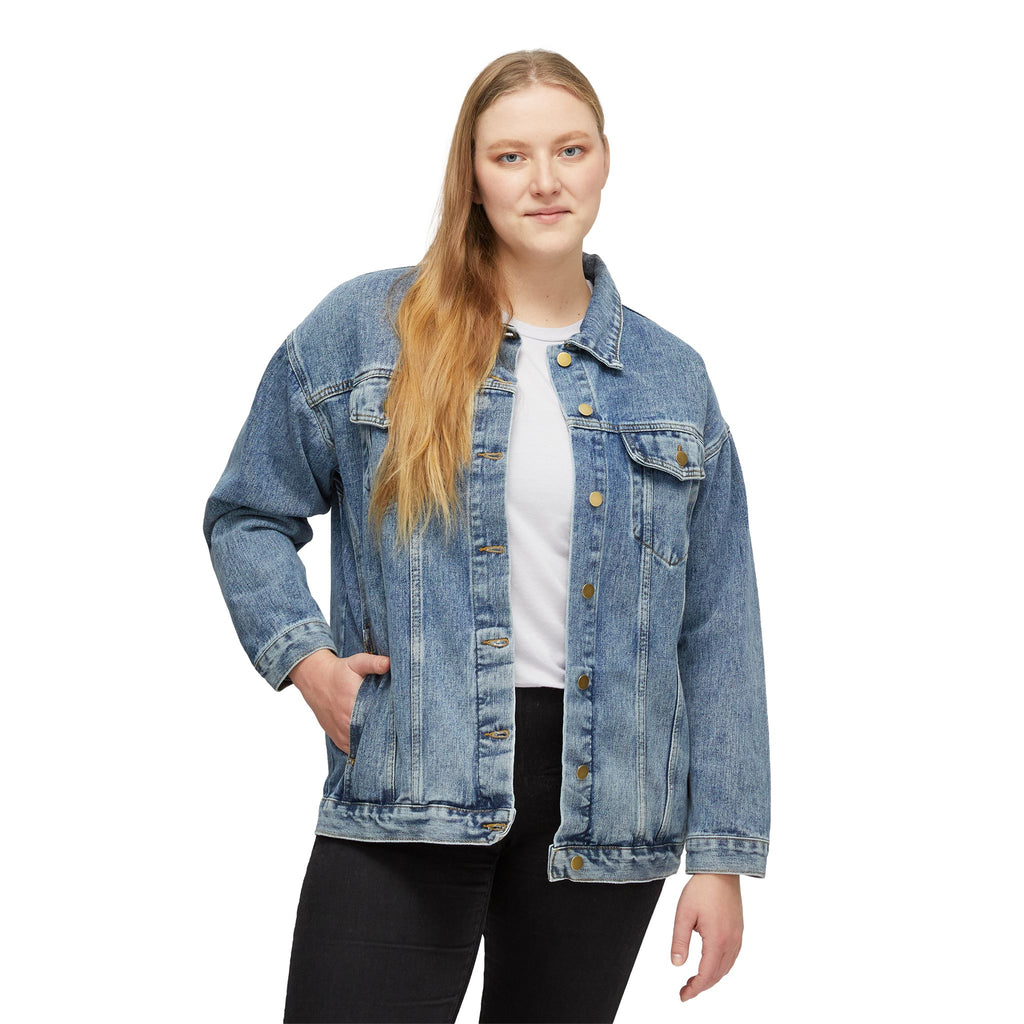 Women's Denim Jacket — Retro 'I found peace in Jesus'Graphic