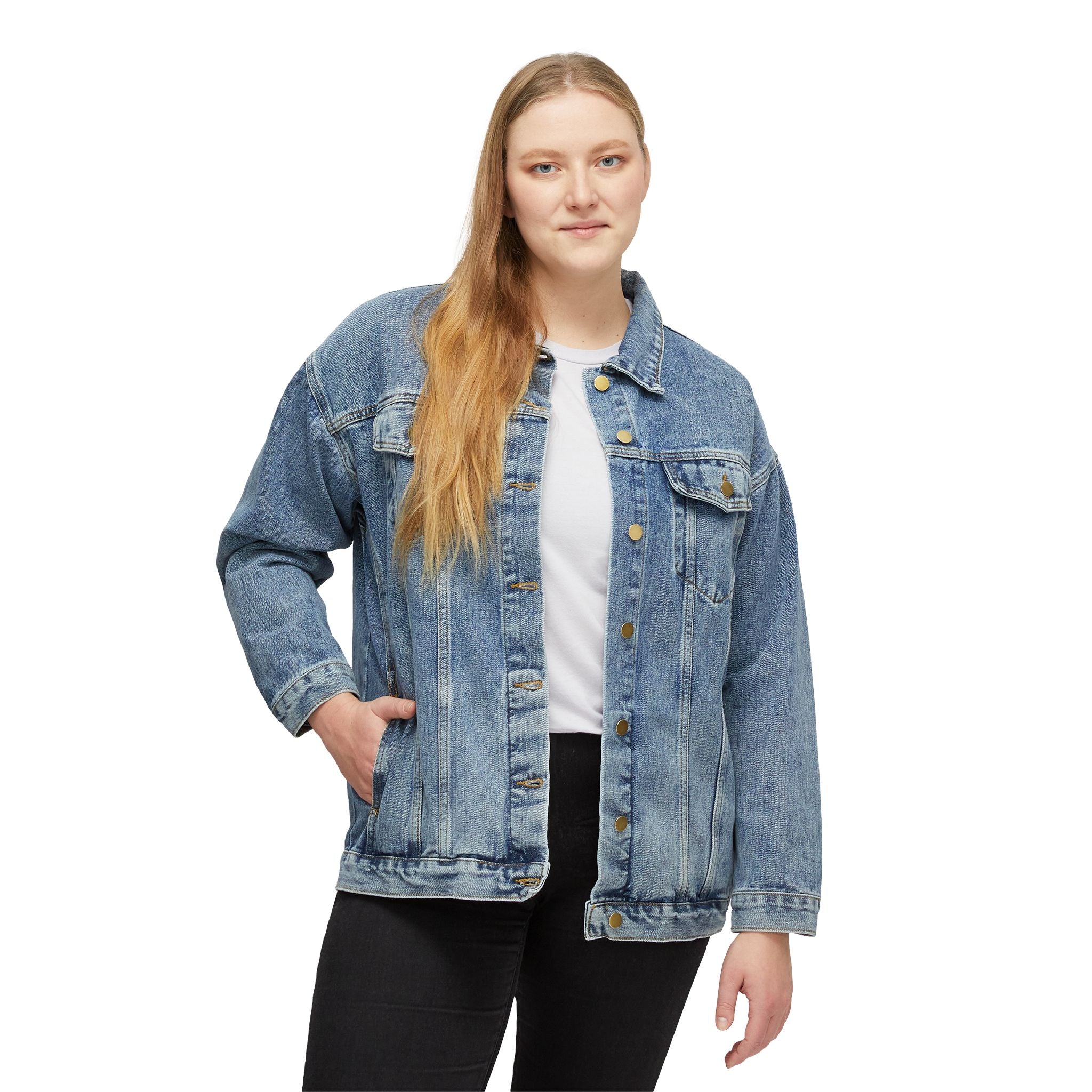 Women's Denim Jacket — Retro 'I found peace in Jesus'Graphic