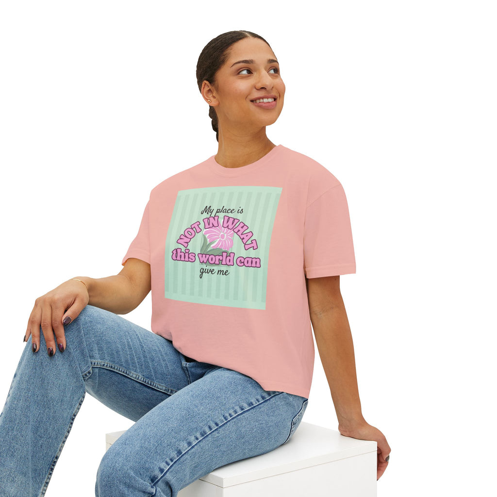 Women’s Retro Boxy Tee — 'My place is not in what this world can give me, But in the purpose God designed for my life'