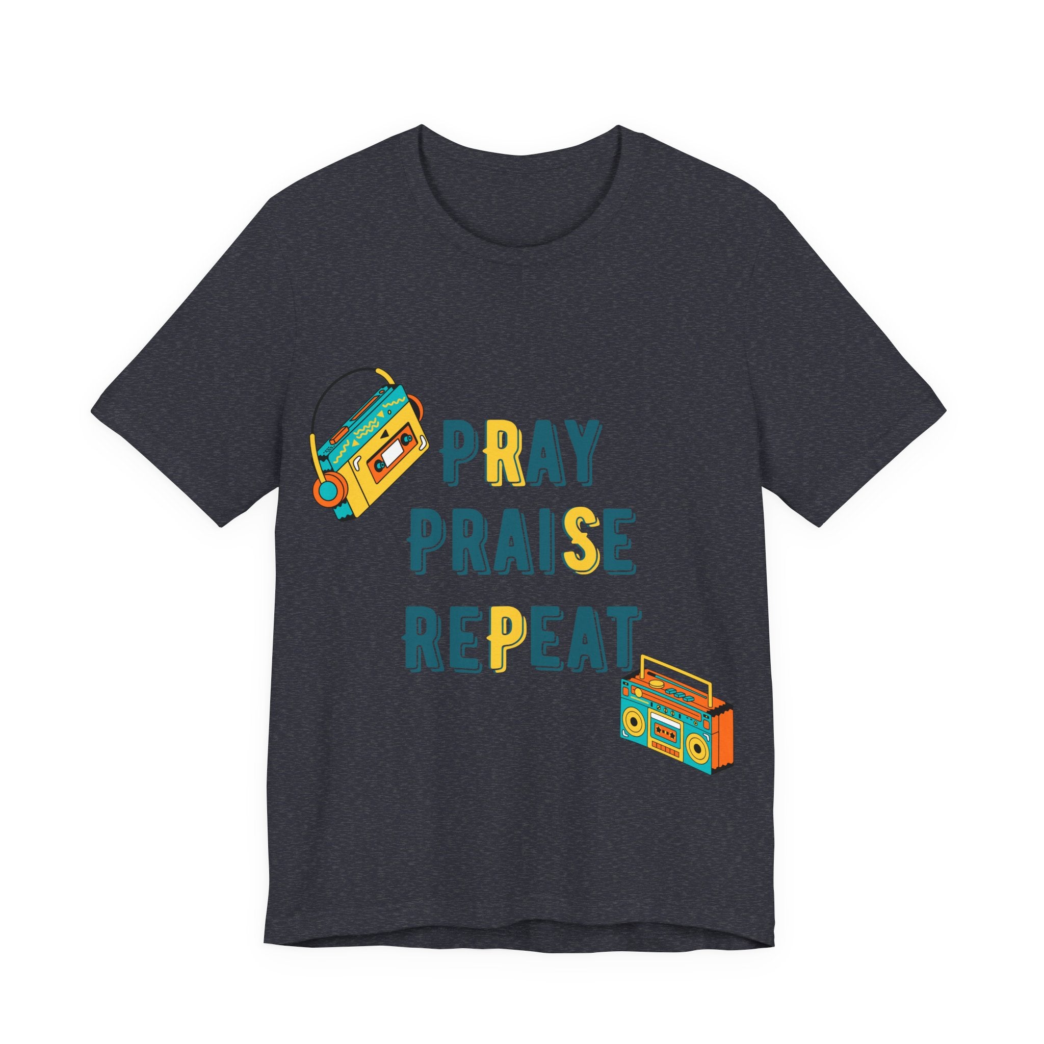 Men's Pray Praise Repeat T-Shirt — Vintage Boombox Christian Tee