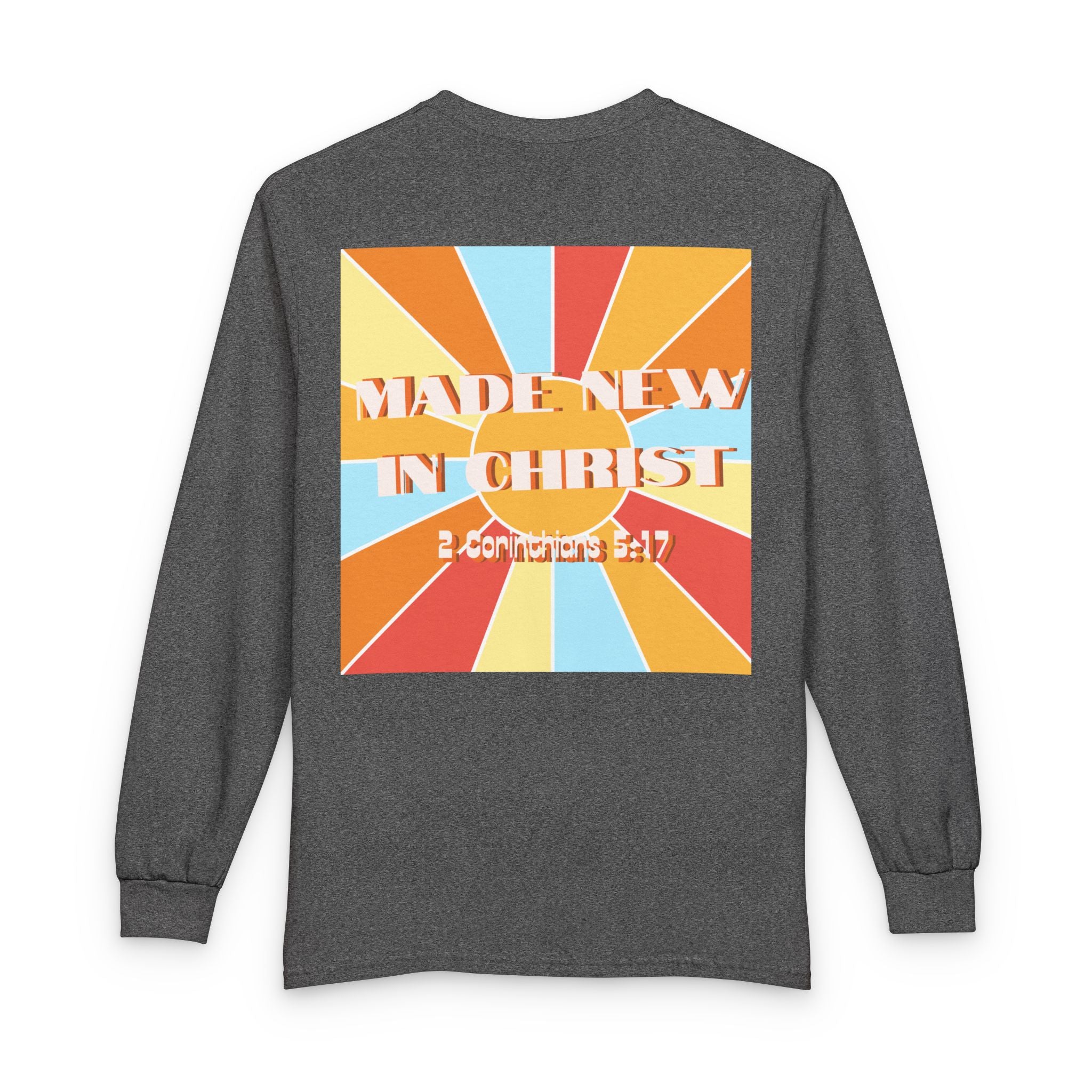 Men's Long Sleeve  — "Hello New Me" Christian Made New in Christ Inspirational Shirt