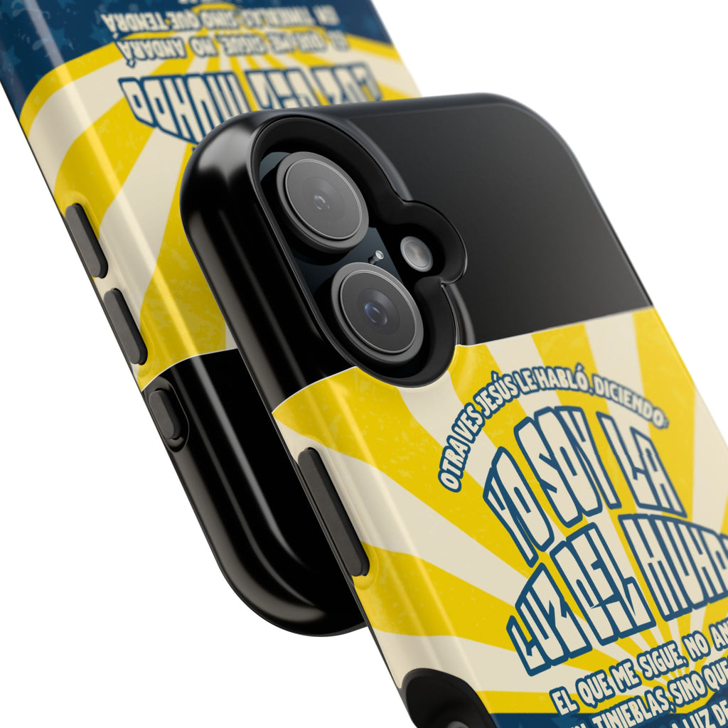 "Yo soy la luz del mundo" protección para telefono (Juan 8:12)— Para hombres- Magnético y resistente al impacto