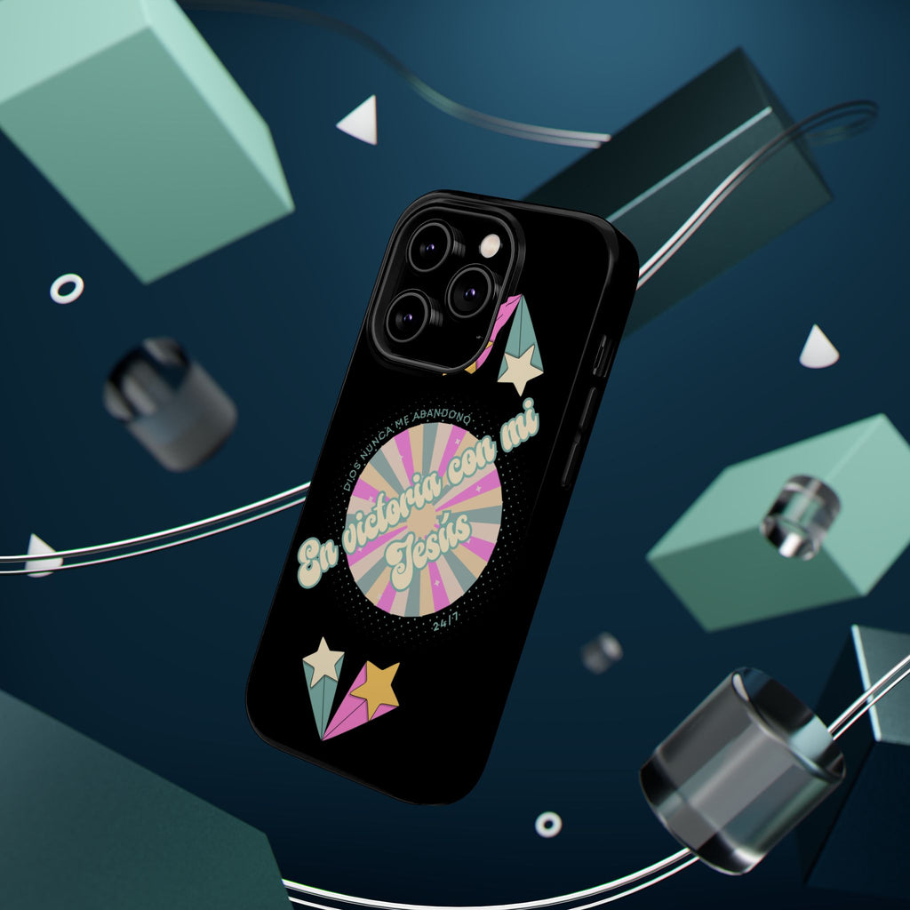 Mujeres Cover de Telefono Magnético e Impacto Resistente— "En Victoria con mi Jesús" Retro Star Design