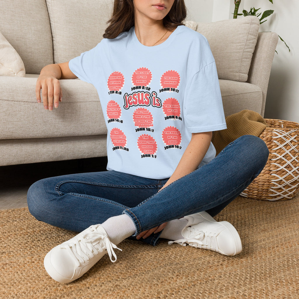 Women's 'Jesus is' T-Shirt — Inspirational Christian Scripture Tee (John 3:16, John 10:27)