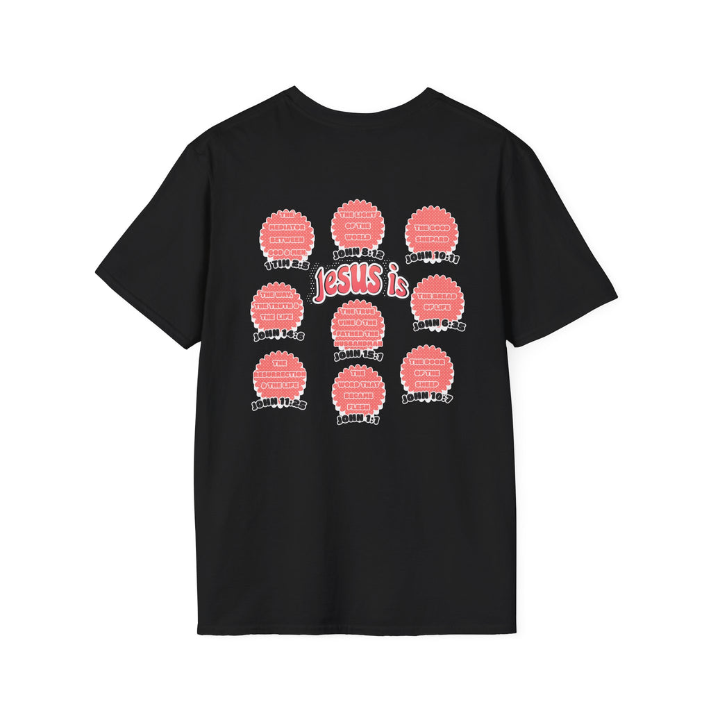 Women's 'Jesus is' T-Shirt — Inspirational Christian Scripture Tee (John 3:16, John 10:27)