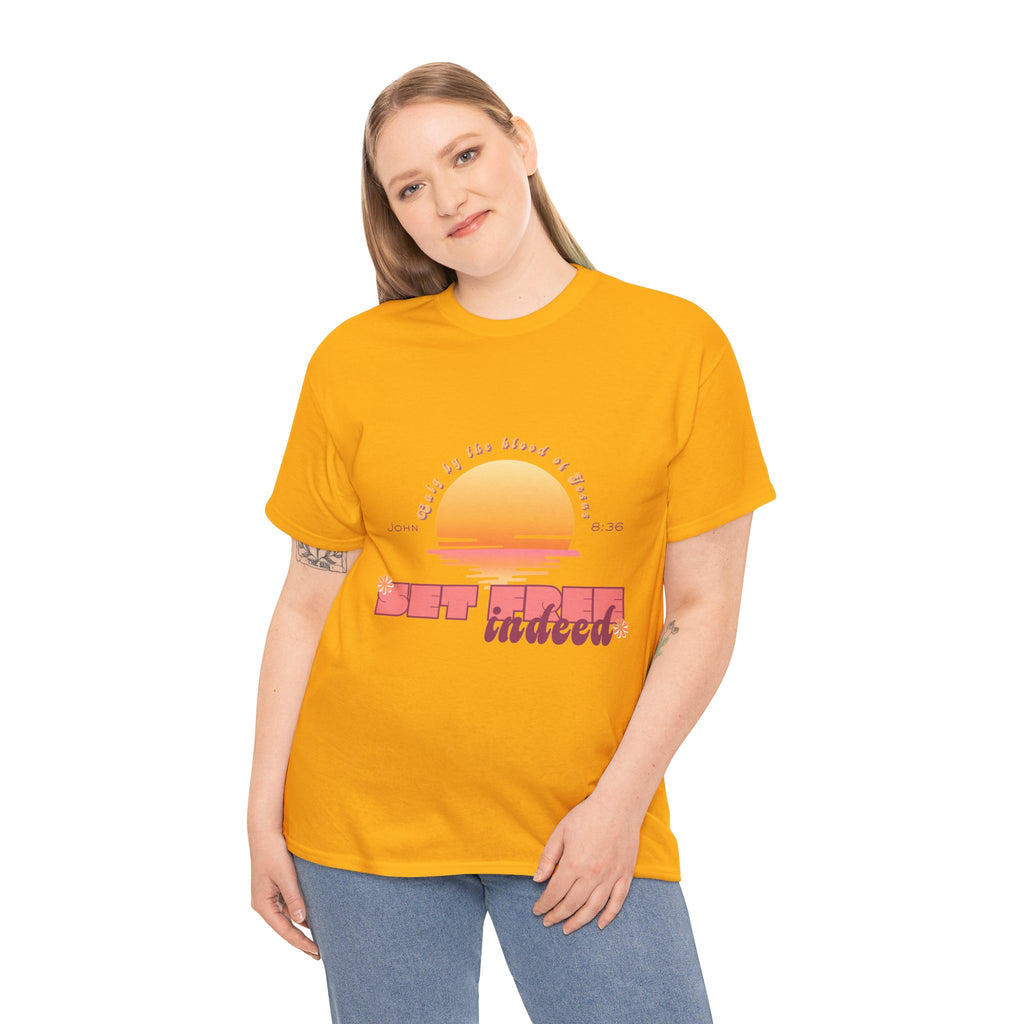 Women's 'Set free indeed' John 8:36- Heavy Cotton Tee