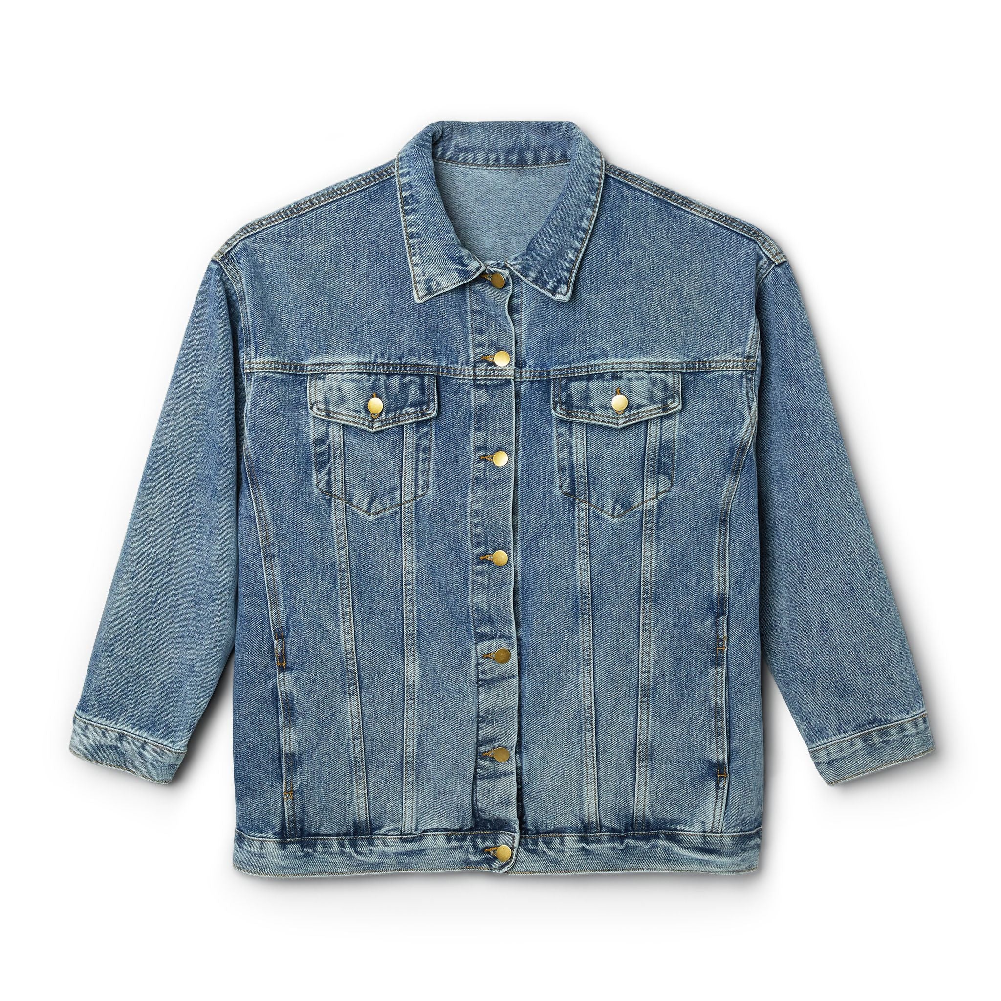 Women's Denim Jacket — Retro 'I found peace in Jesus'Graphic