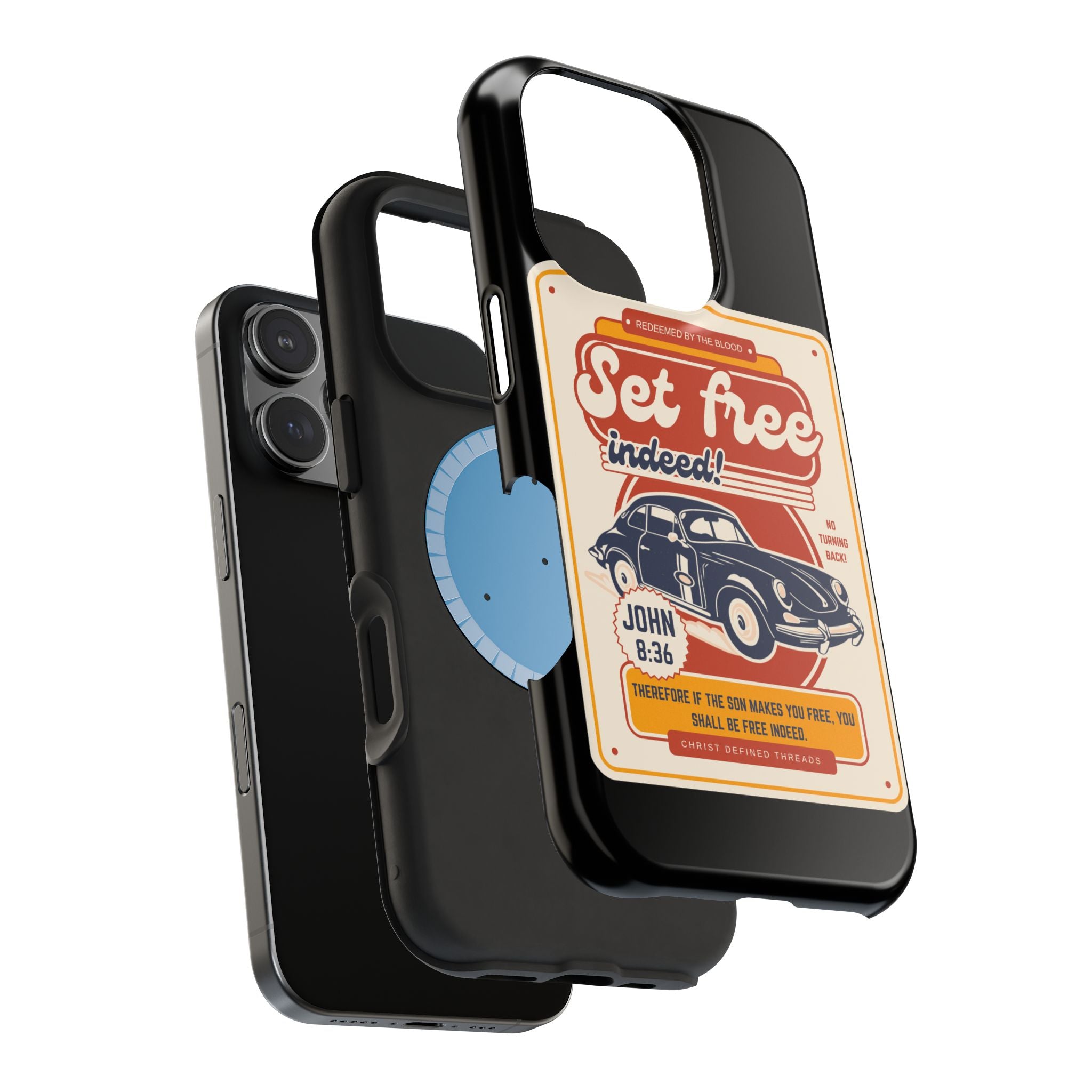 Men's 'Set free indeed' Vintage Graphic Phone Case — Magnetic Impact-Resistant
