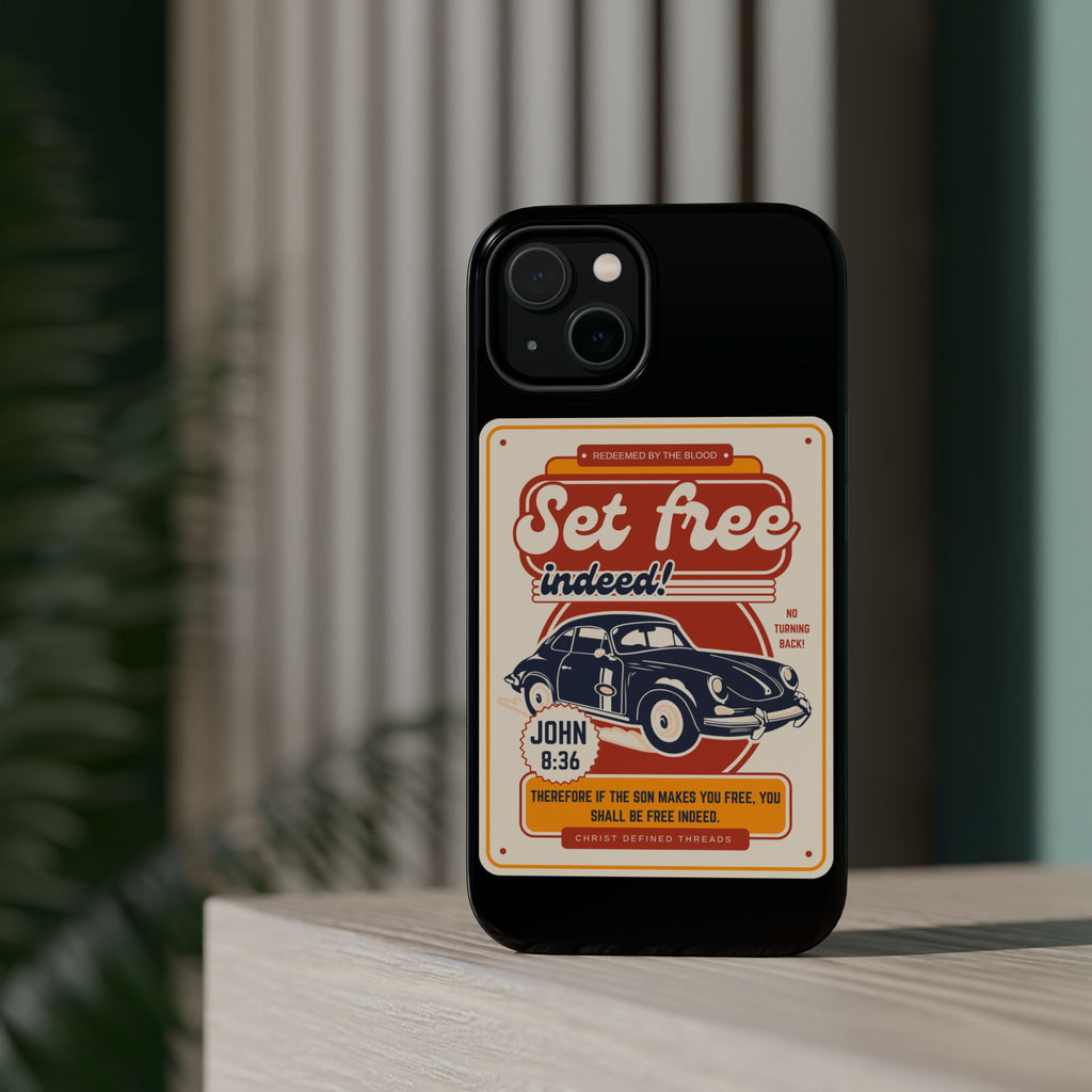 Men's 'Set free indeed' Vintage Graphic Phone Case — Magnetic Impact-Resistant