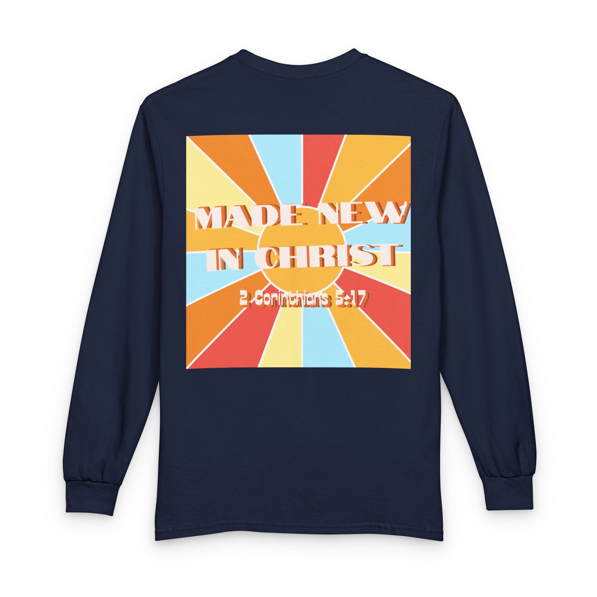 Men's Long Sleeve  — "Hello New Me" Christian Made New in Christ Inspirational Shirt
