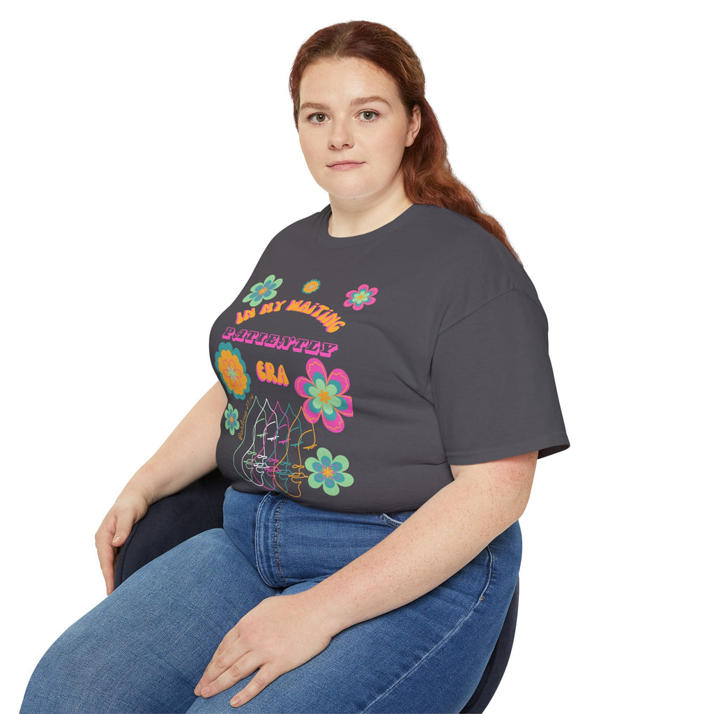 Retro Floral "In My Waiting Patiently Era" Ladies' V-Neck T-Shirt