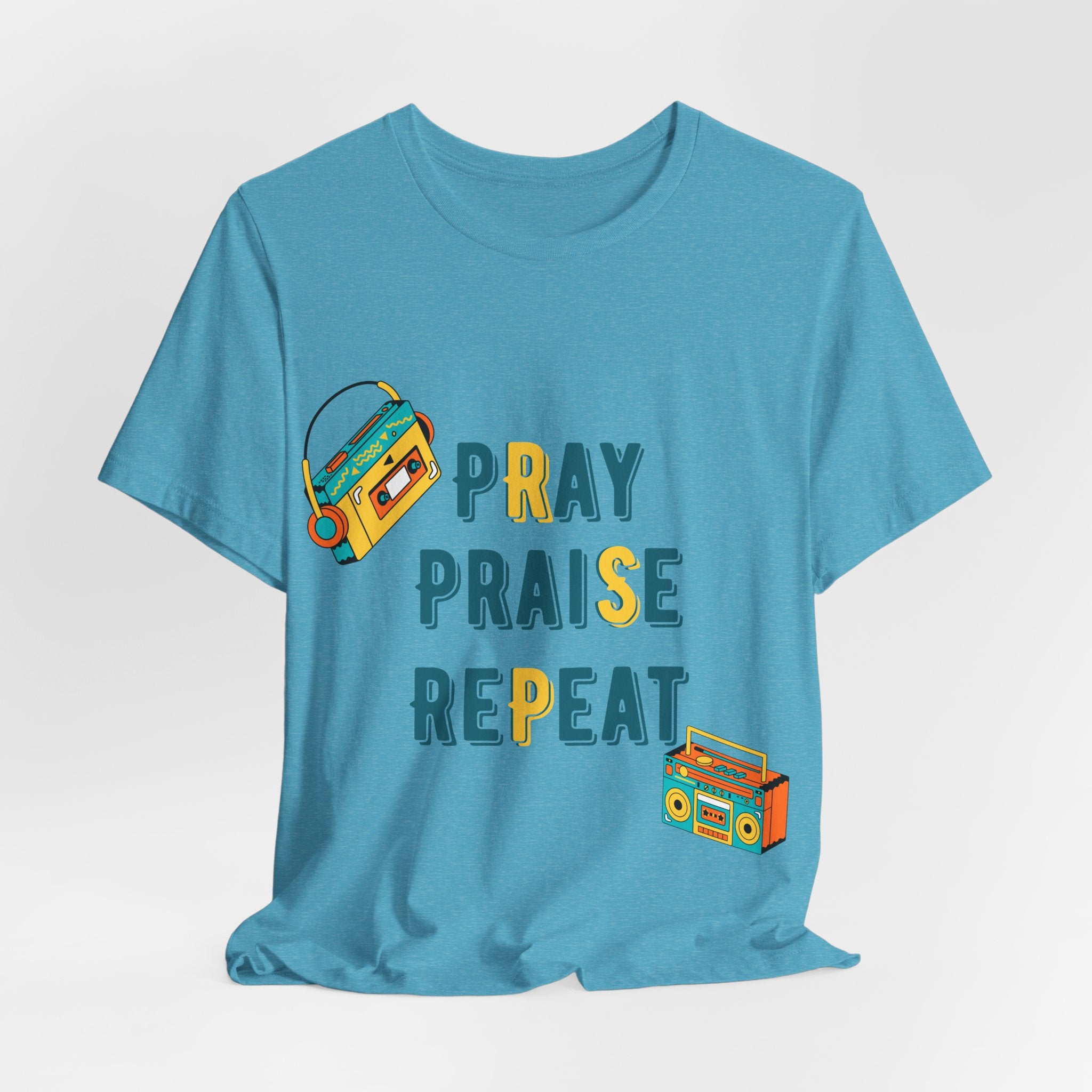 Men's Pray Praise Repeat T-Shirt — Vintage Boombox Christian Tee