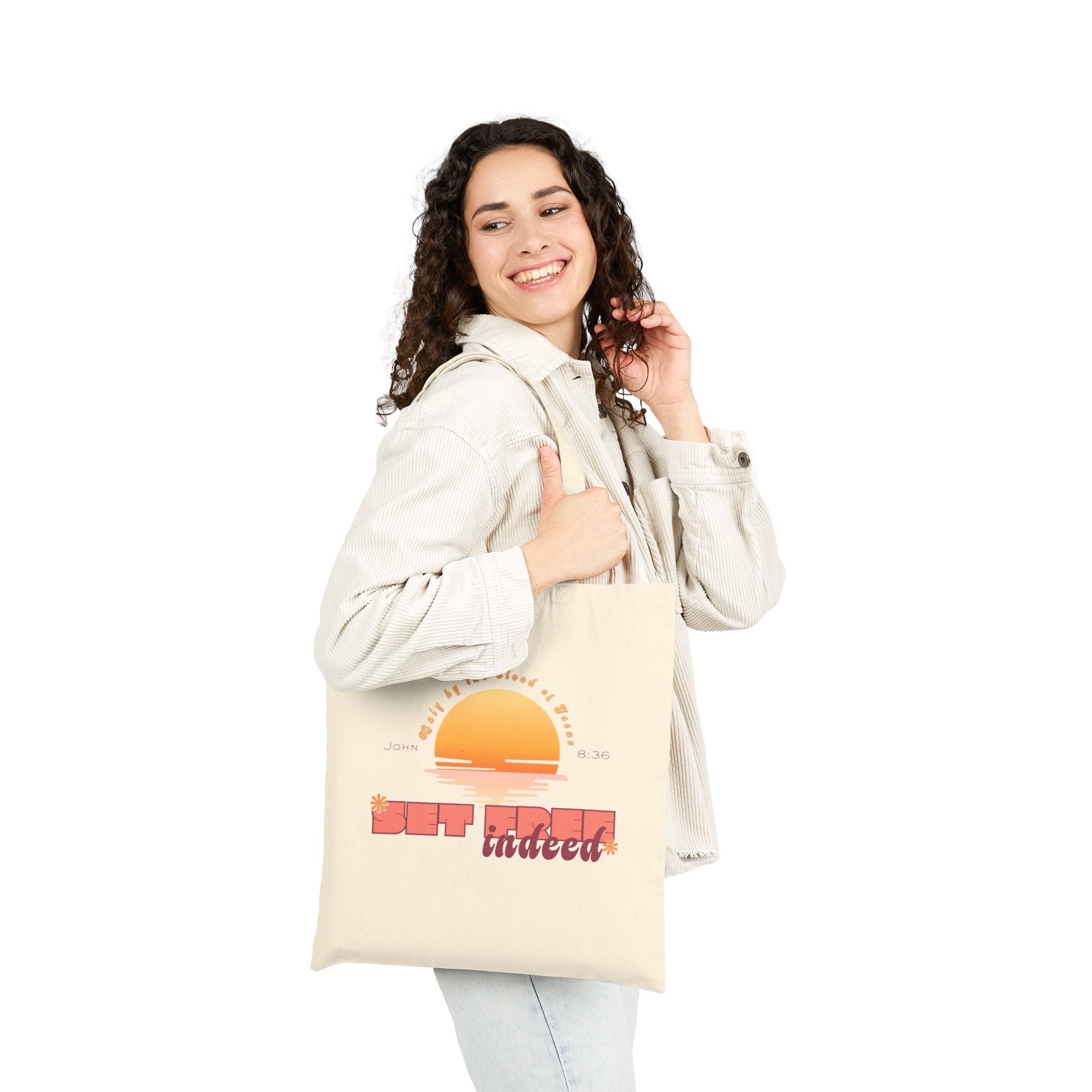 Womens'Tote 'Set free indeed'  Bag — Retro Sunset