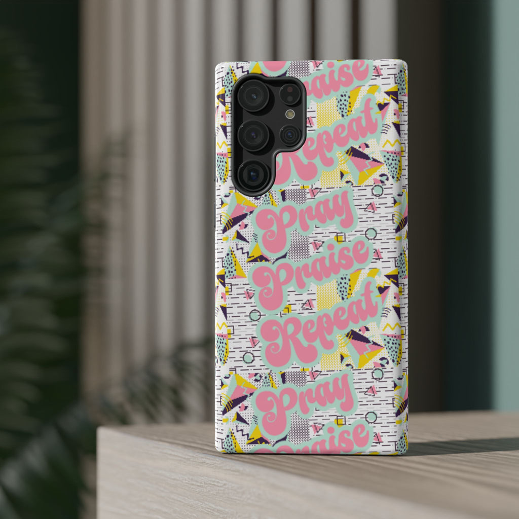 Retro Pray Praise Repeat Women's  Phone Case- Impact-Resistant Cases