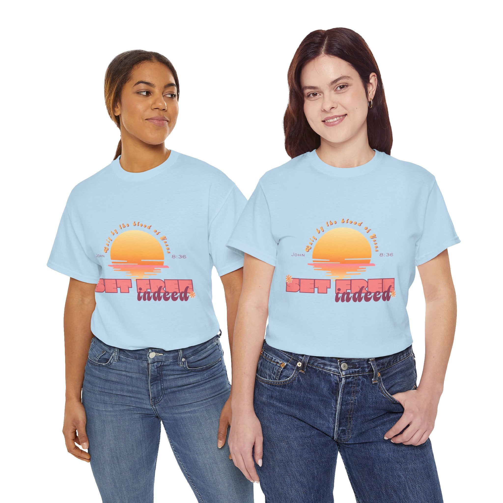 Women's 'Set free indeed' John 8:36- Heavy Cotton Tee