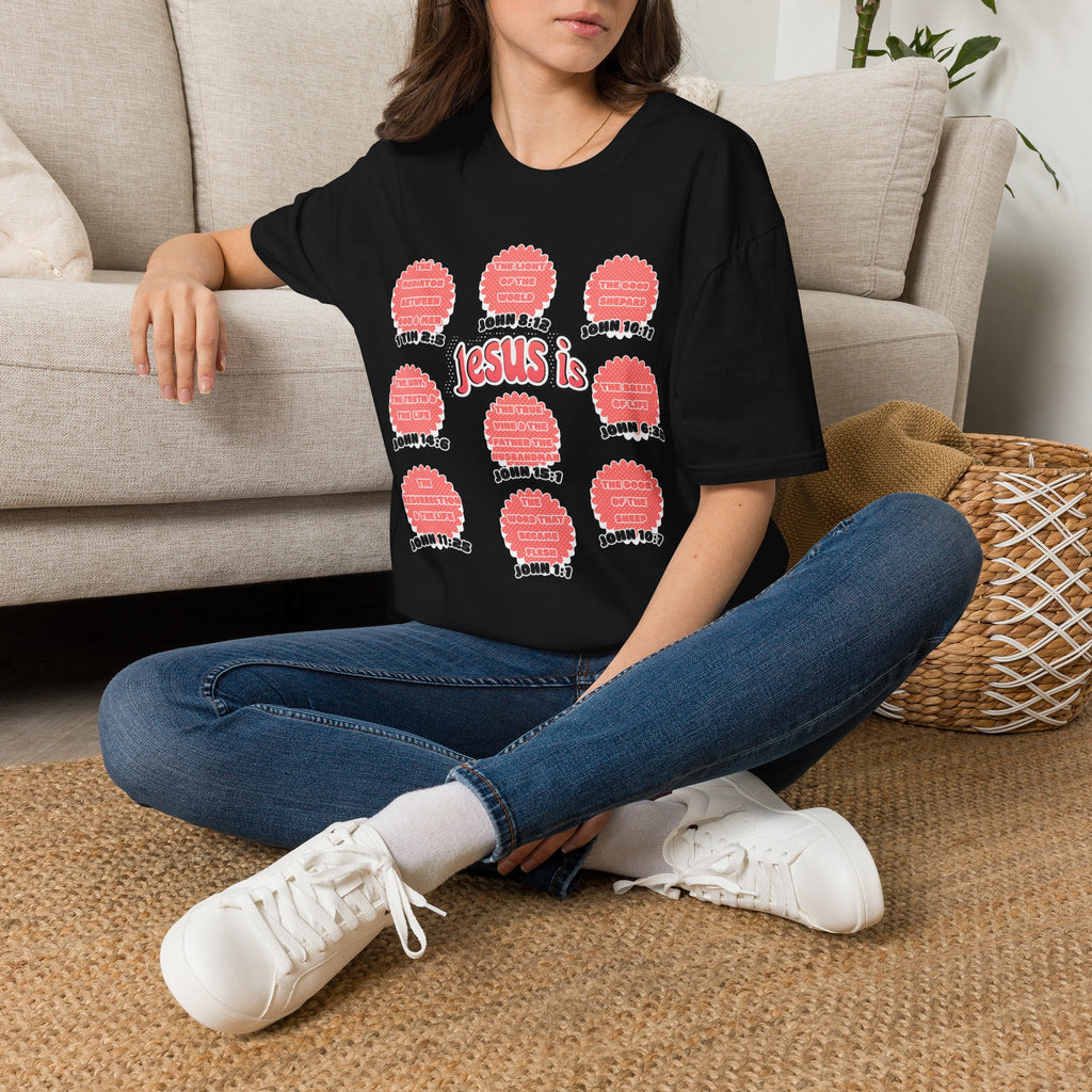 Women's 'Jesus is' T-Shirt — Inspirational Christian Scripture Tee (John 3:16, John 10:27)