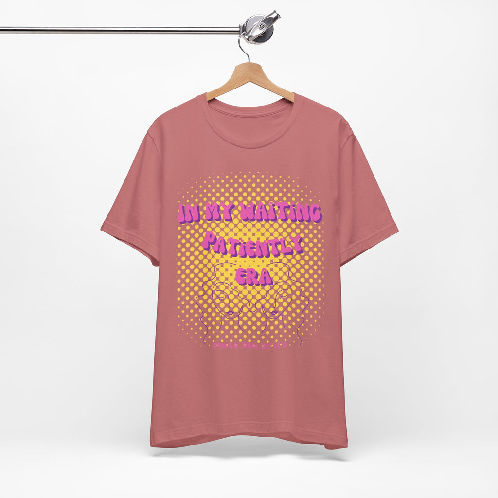 Women's 'In my Waiting Patiently Era' Tee - Yellow Graphic Jersey Short Sleeve