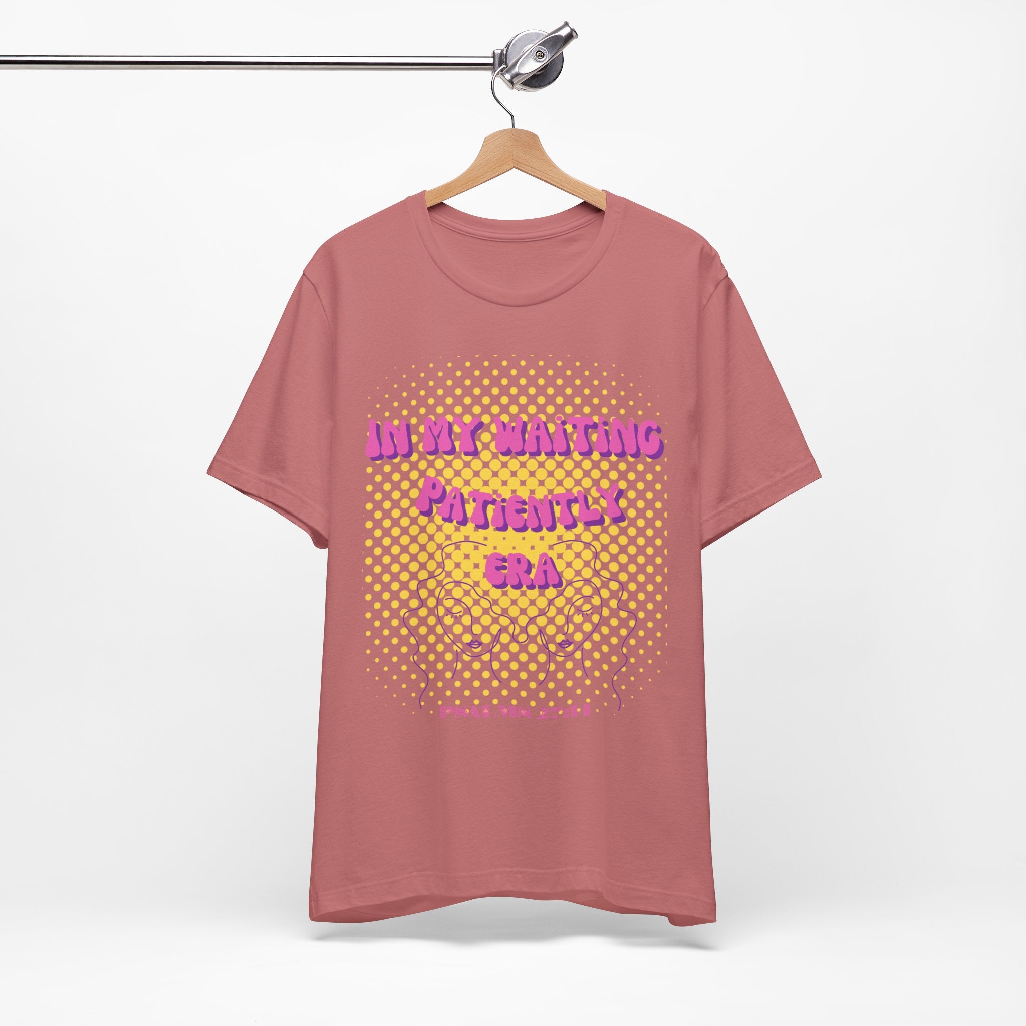 Women's 'In my Waiting Patiently Era' Tee - Yellow Graphic Jersey Short Sleeve