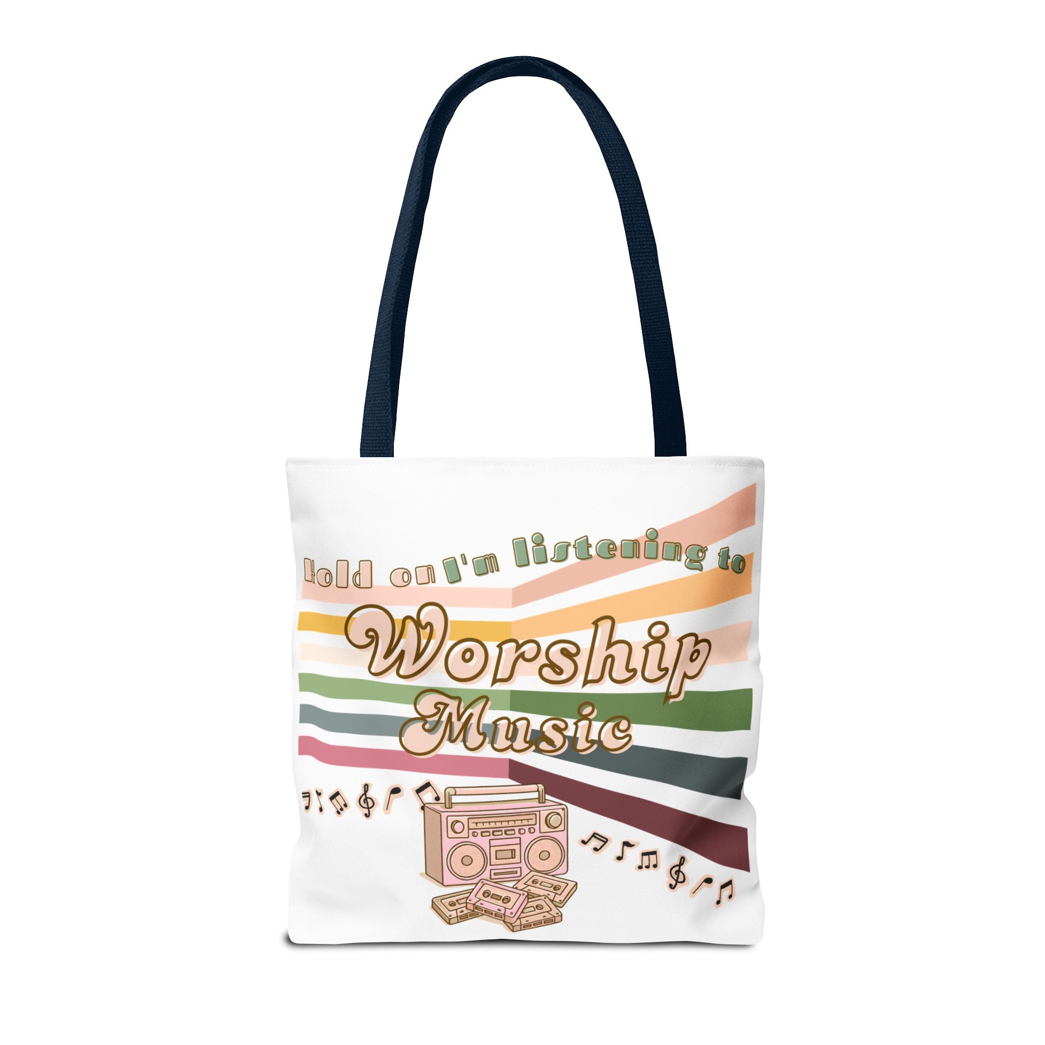 Worship Music Tote Bag – Faith-Inspired Retro Boombox Design