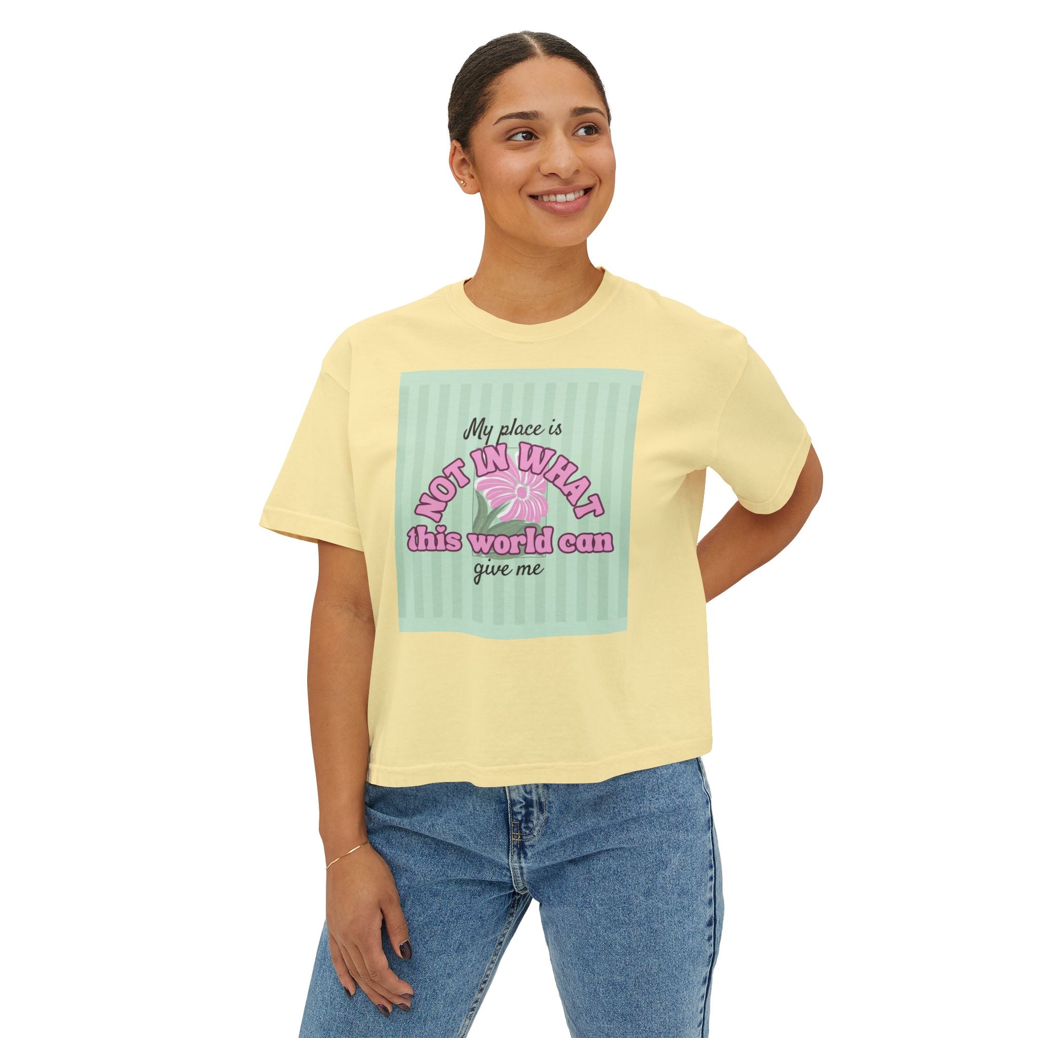 Women’s Retro Boxy Tee — 'My place is not in what this world can give me, But in the purpose God designed for my life'