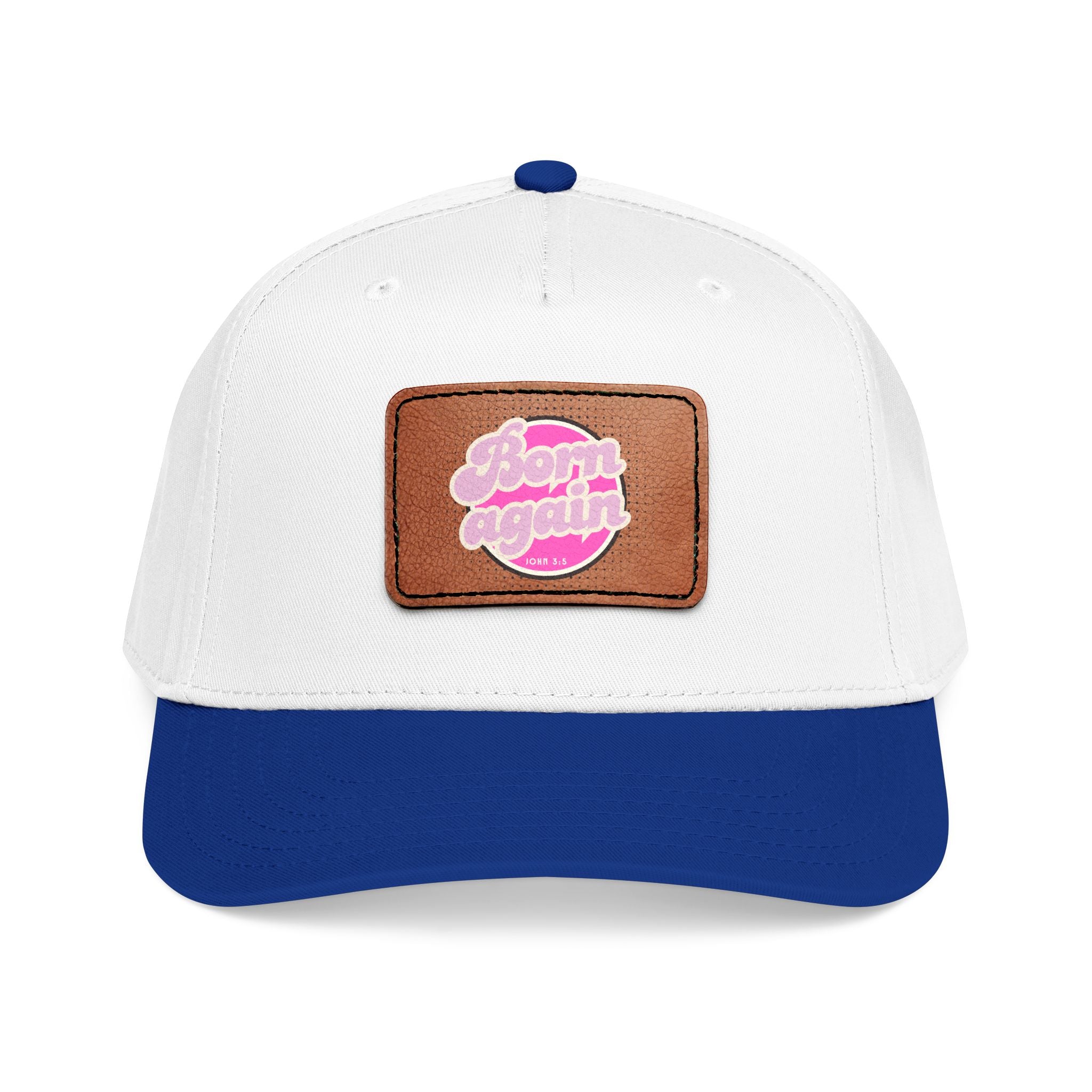 Women's 'Born Again' Leather Patch Baseball Cap — Retro Pink Logo Mid-Profile Hat