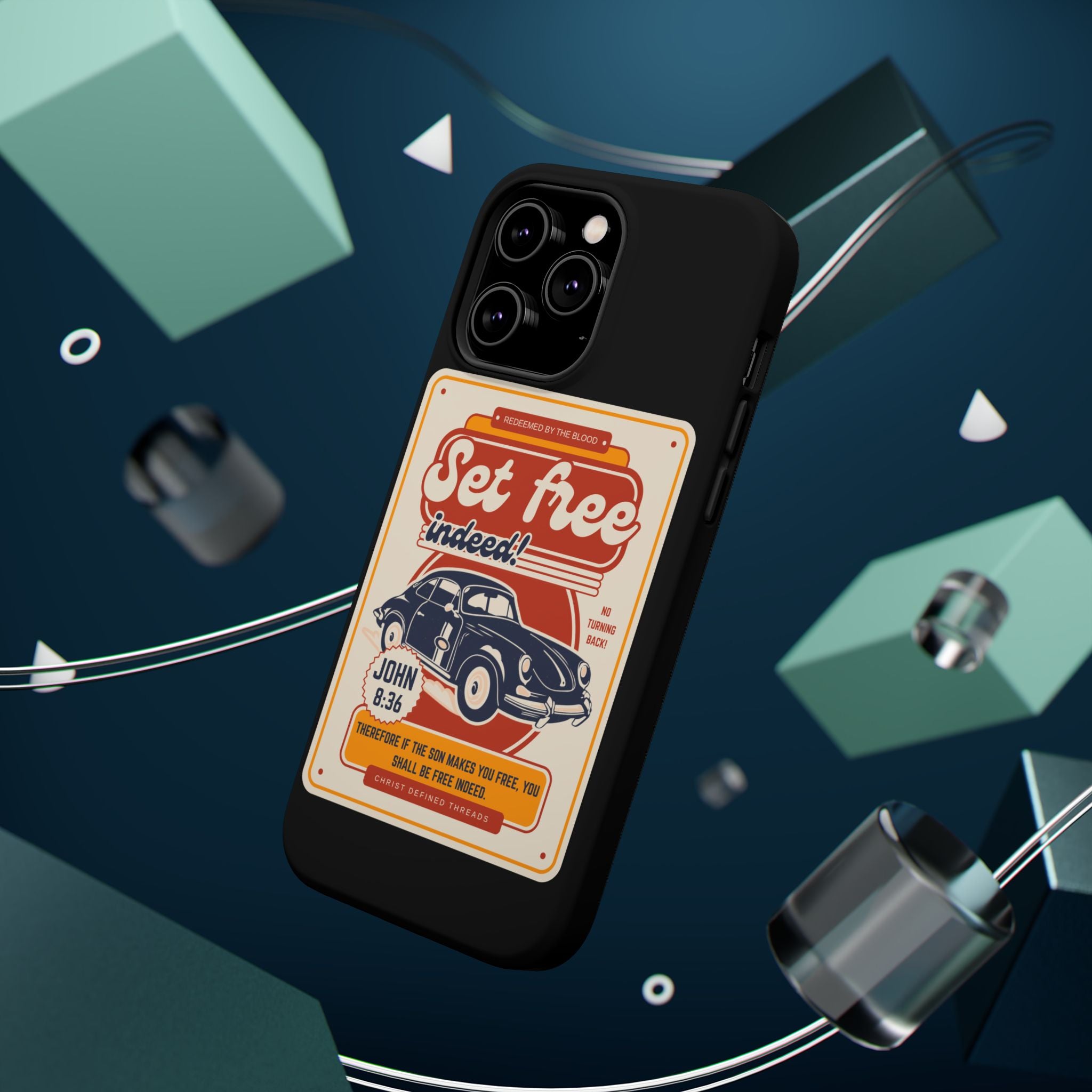 Men's 'Set free indeed' Vintage Graphic Phone Case — Magnetic Impact-Resistant
