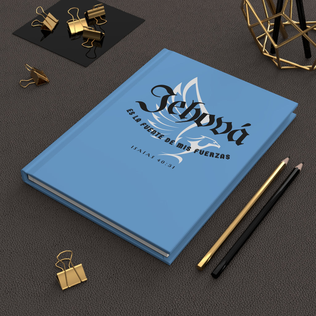 Libro de Hombres Isa 40:31 — 'Jehová es la fuente de mis fuerzas' Hardcover Christian Notebook (Isaías 40:31)