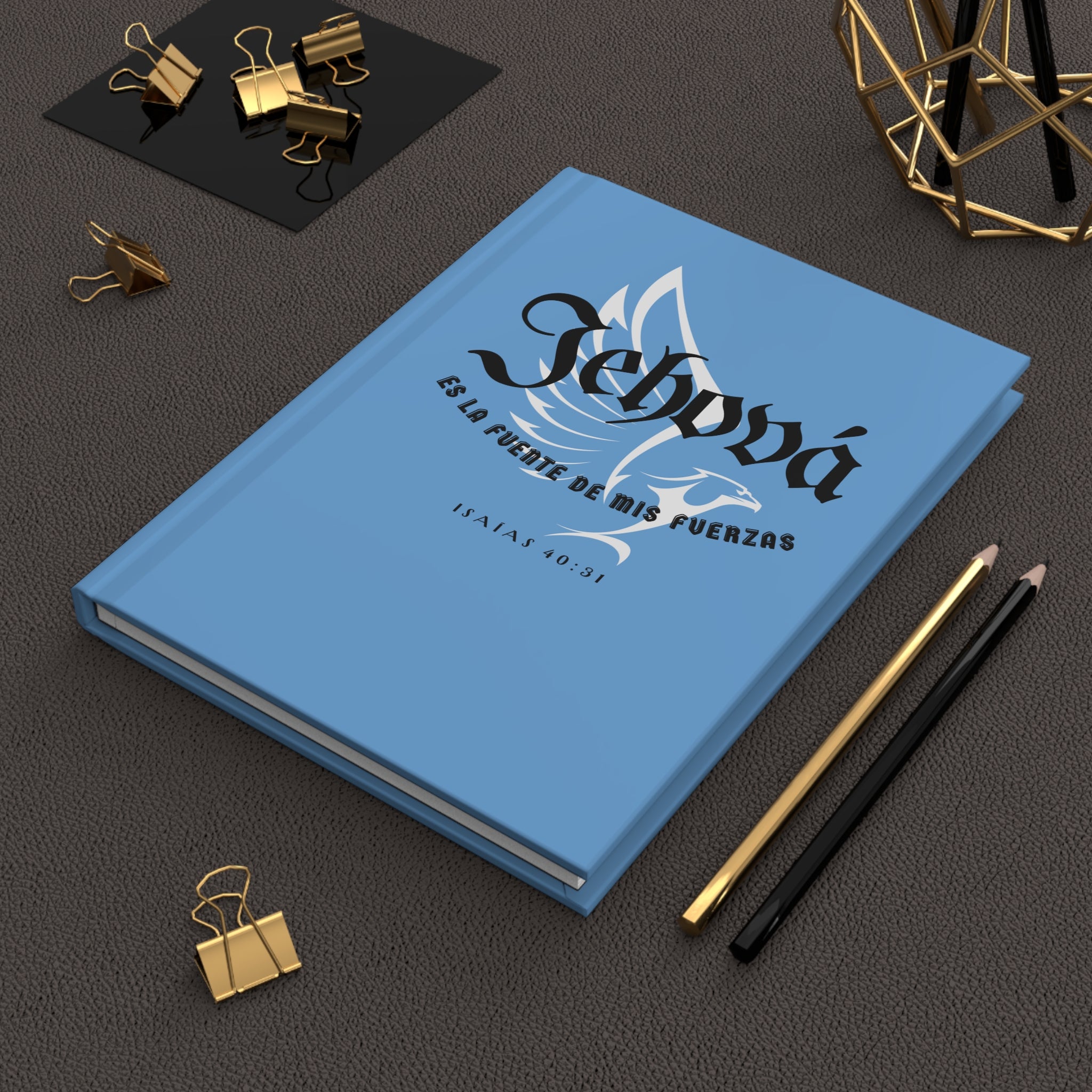 Libro de Hombres Isa 40:31 — 'Jehová es la fuente de mis fuerzas' Hardcover Christian Notebook (Isaías 40:31)