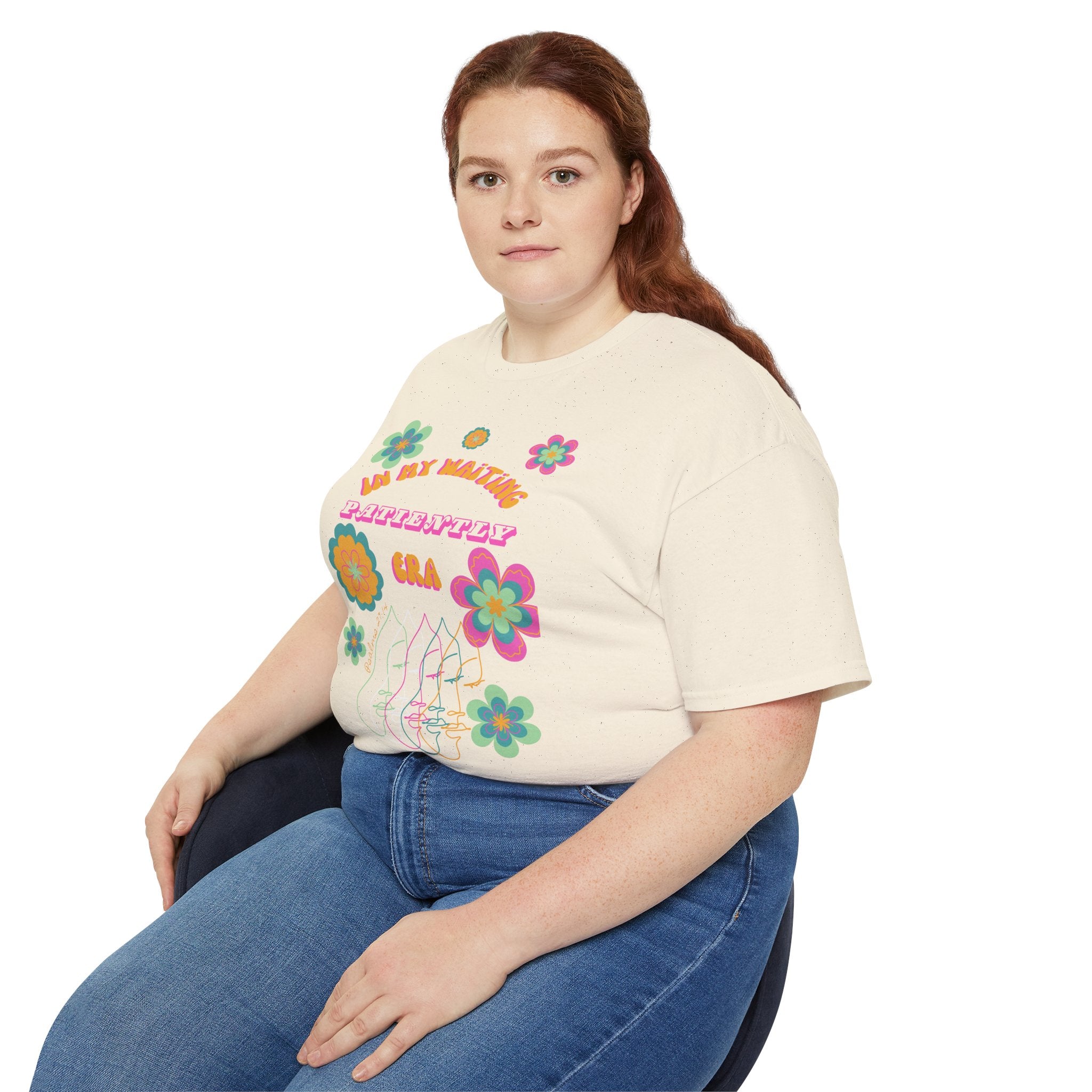Retro Floral "In My Waiting Patiently Era" Ladies' V-Neck T-Shirt