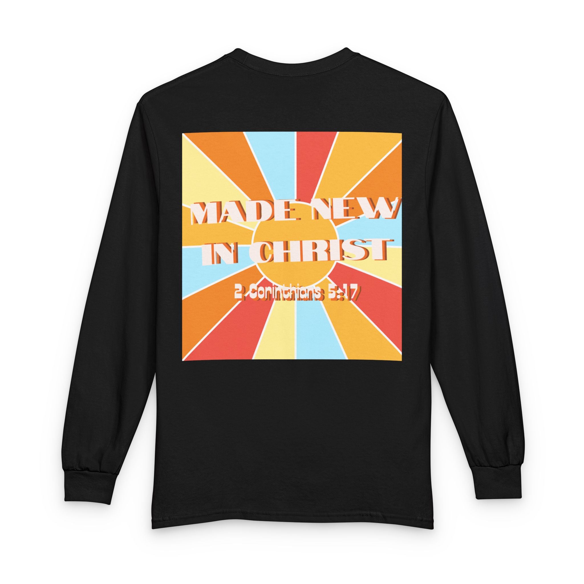 Men's Long Sleeve  — "Hello New Me" Christian Made New in Christ Inspirational Shirt