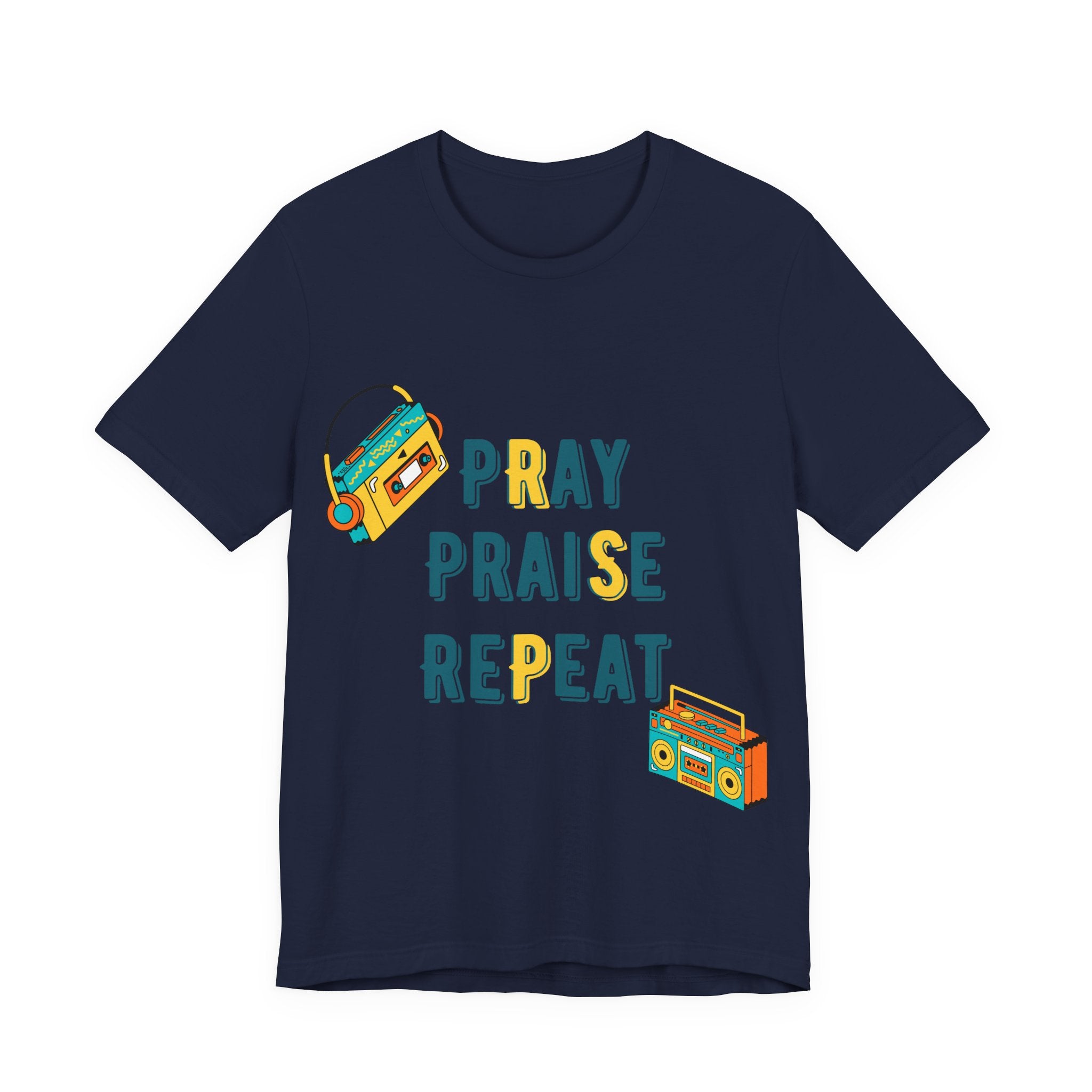Men's Pray Praise Repeat T-Shirt — Vintage Boombox Christian Tee