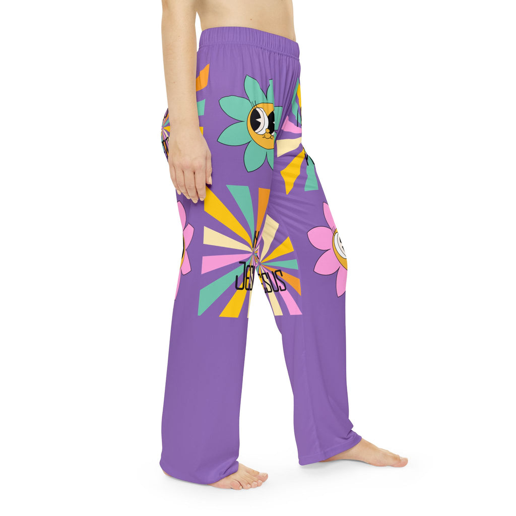 'I found peace in Jesus' Pajama Pants — Purple Retro Peace Lounge Pants